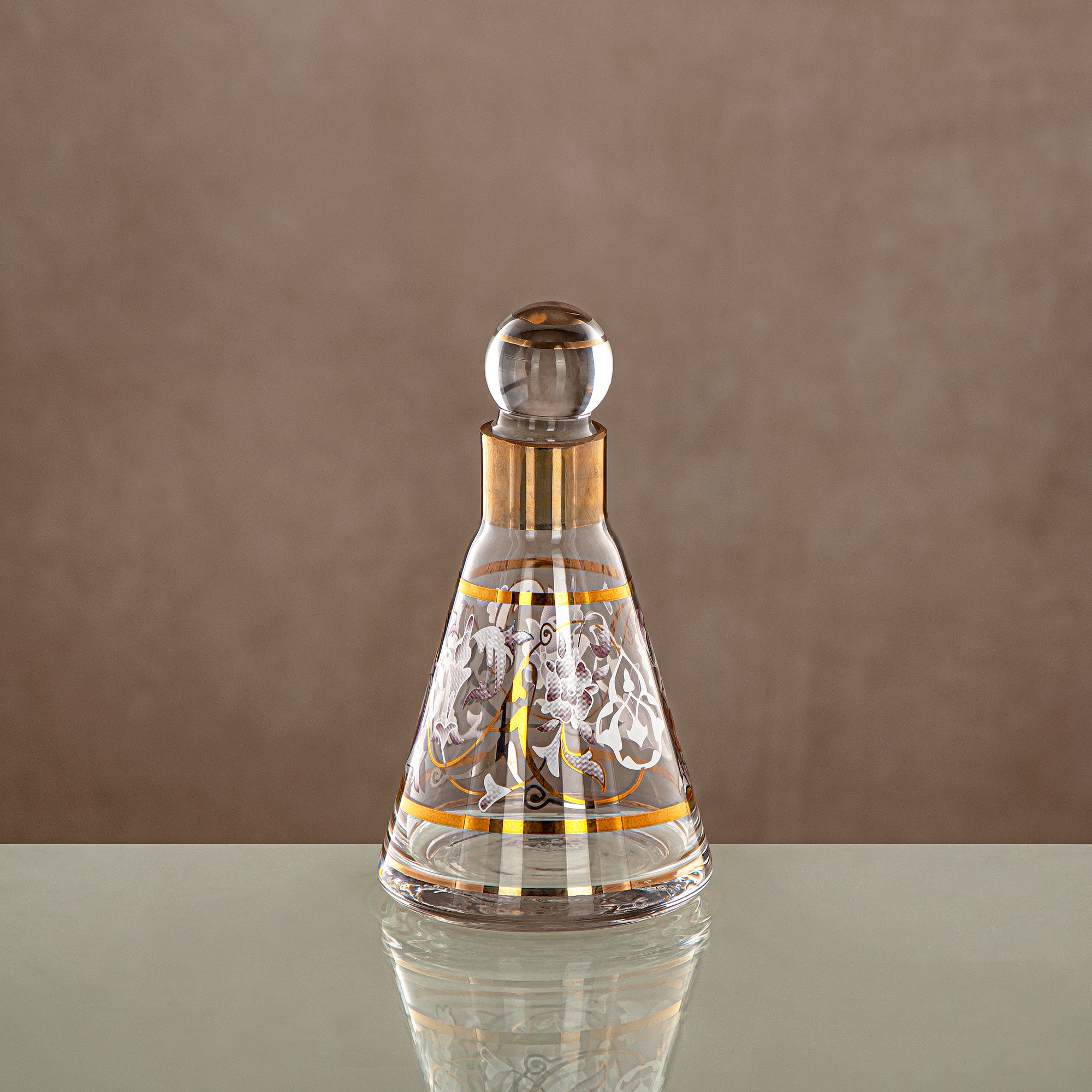 زجاجة عطر المرجان 14 تولا، زجاج، نقش شفاف وذهبي (0864P-ZQDL) - زجاجة دهن عود