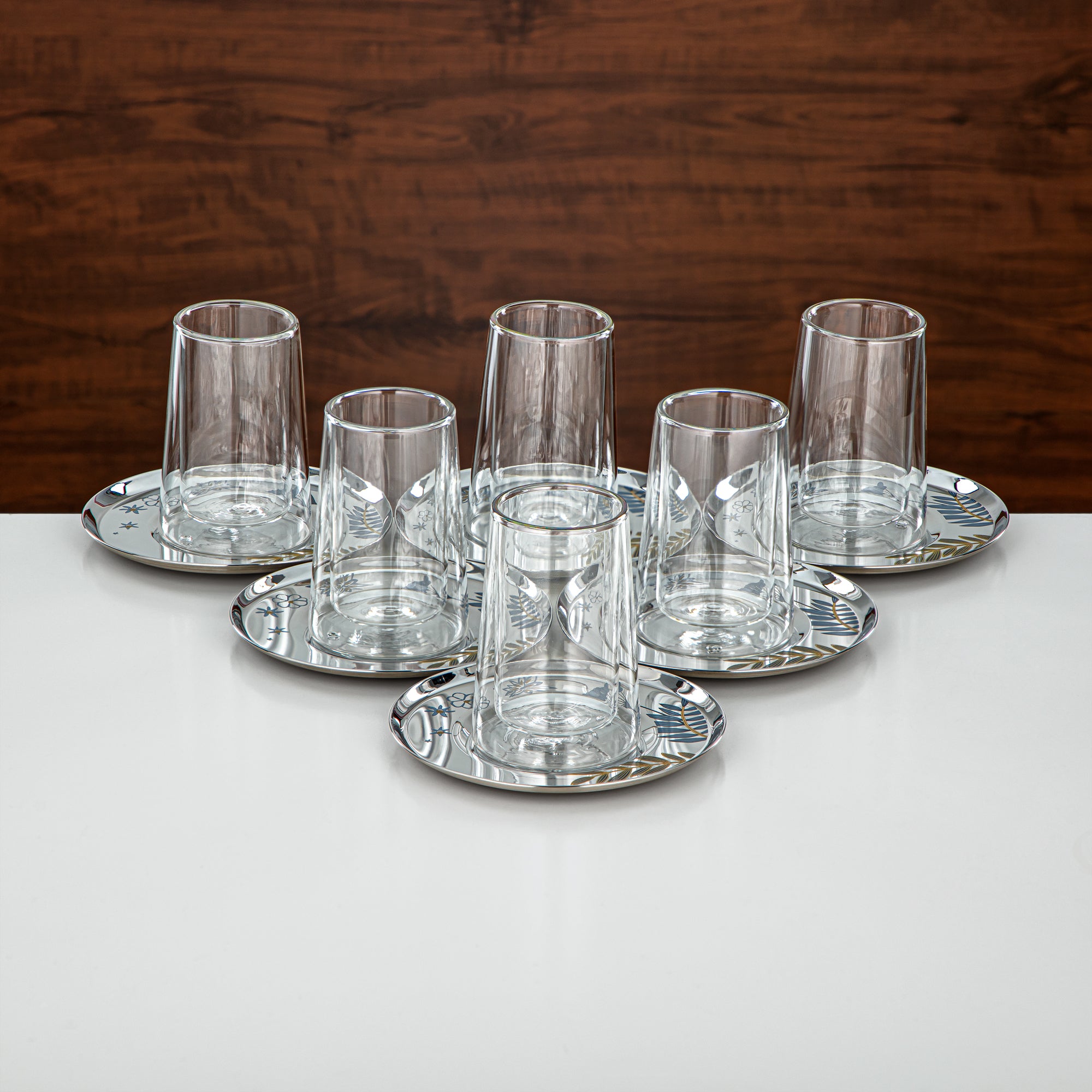 Almarjan Vacuum Flask & Tea Set ABS Silver & Gold 20 Pieces (GOK-S-S-G + 18PCS-12196-3) – Elegant Serving | Ramadan & Gatherings