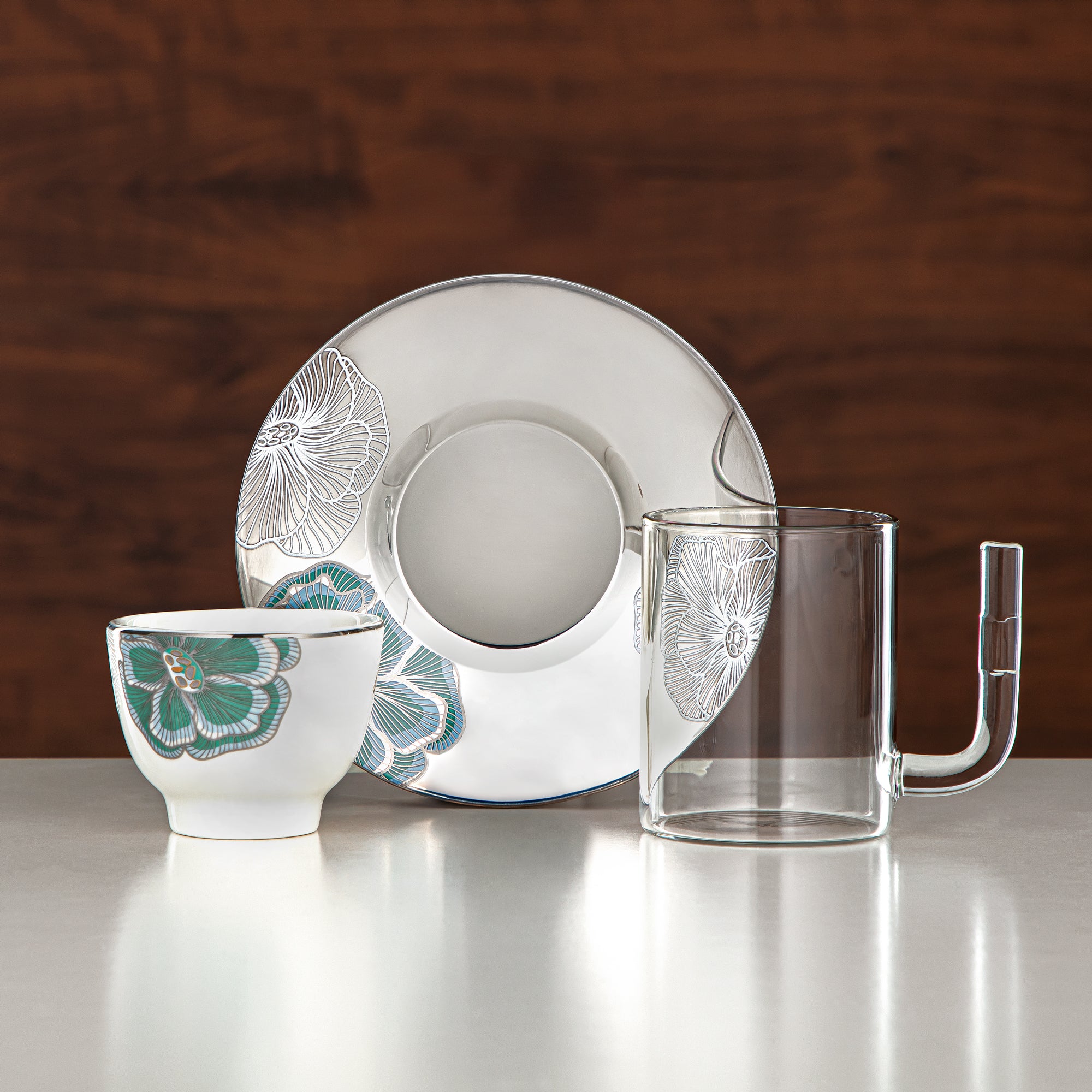 Almarjan Vacuum Flask Set 20 Pieces | Silver 1L + 1L (GOK-S-S-S + 18PCS-12257-2) – Elegant Serving | Gatherings, Special Occasions, Ramadan, Eid