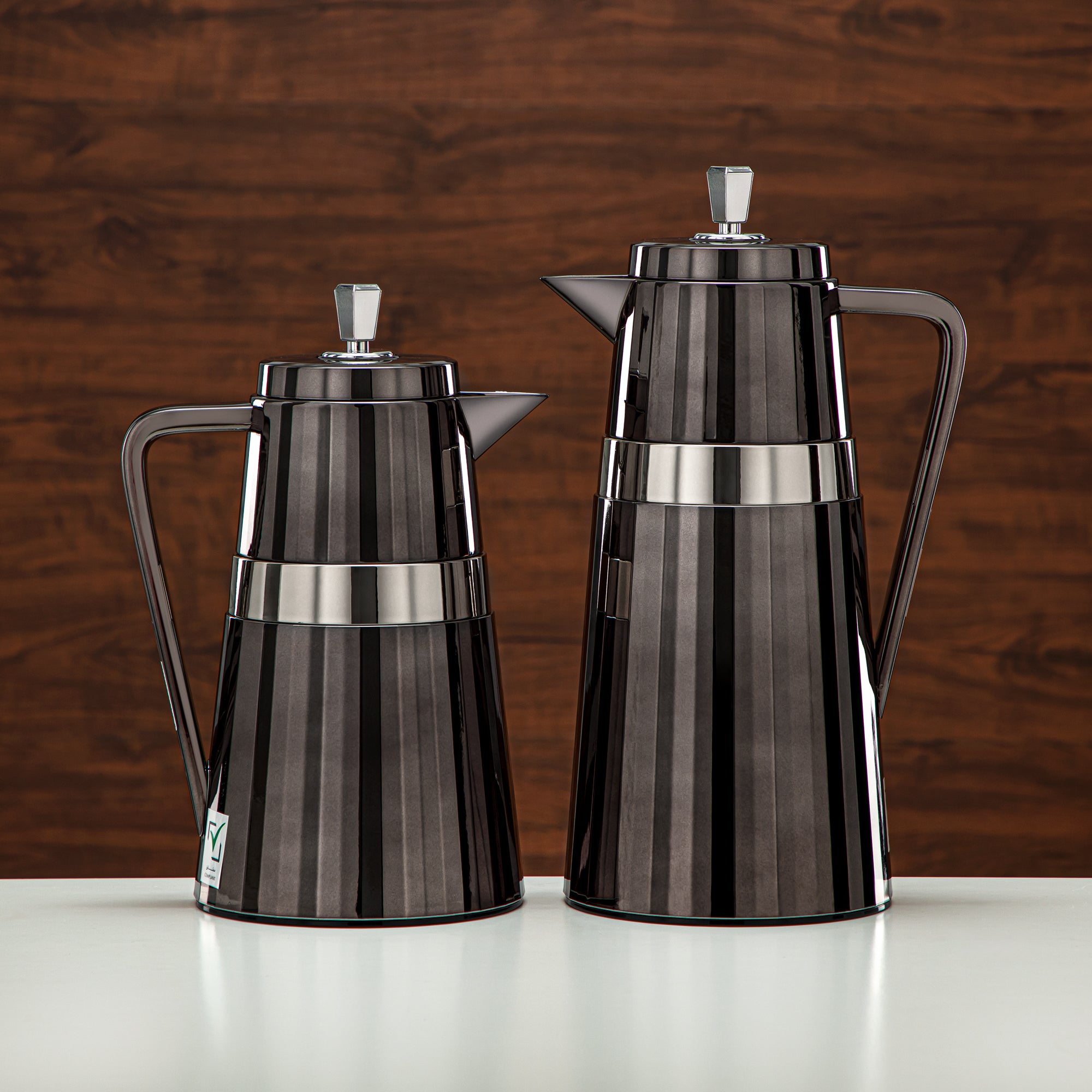 Almarjan 2 Pieces Vacuum Flask Set Black & Silver - C77-BC