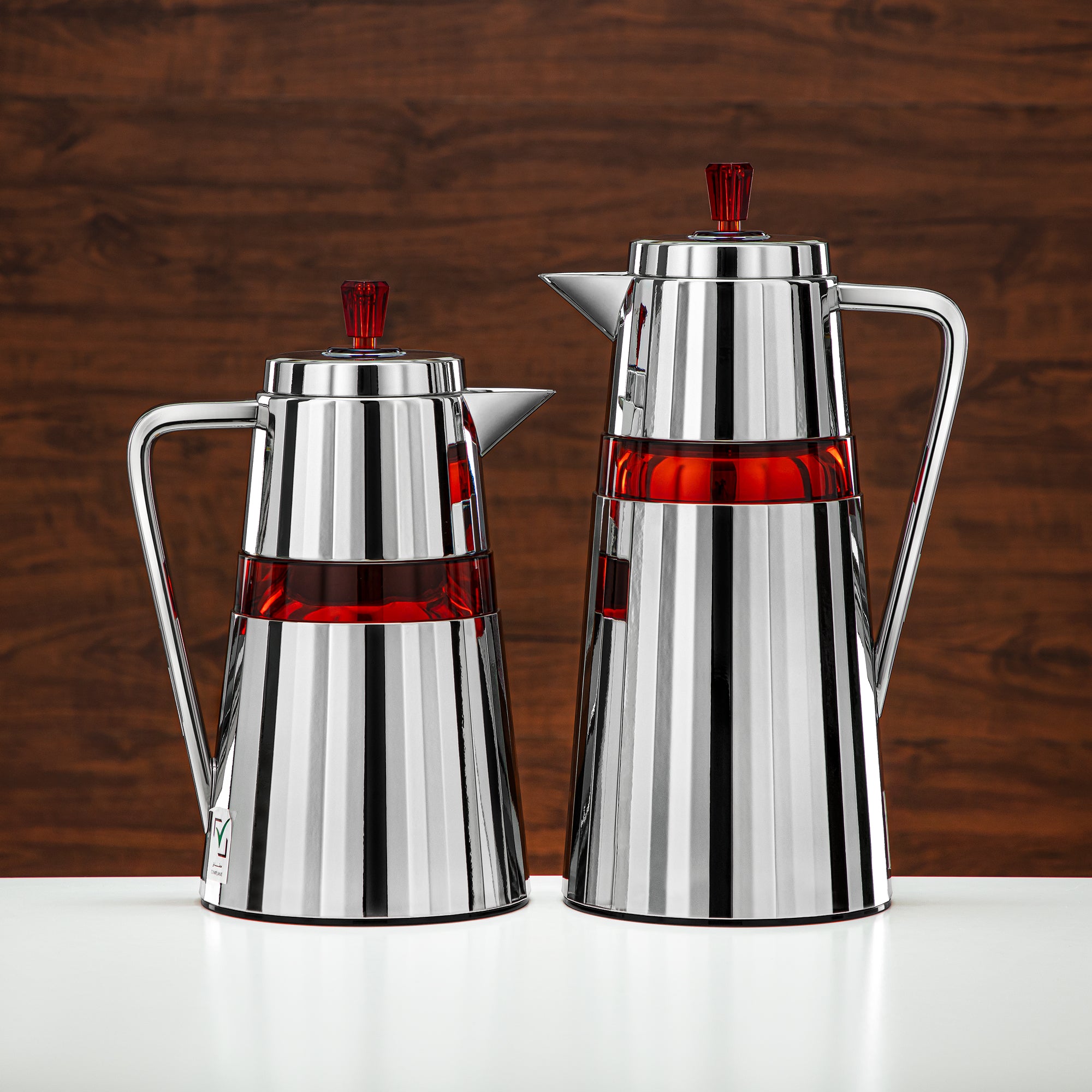 Almarjan 2 Pieces Vacuum Flask Set Silver & Red - C77-SCAM