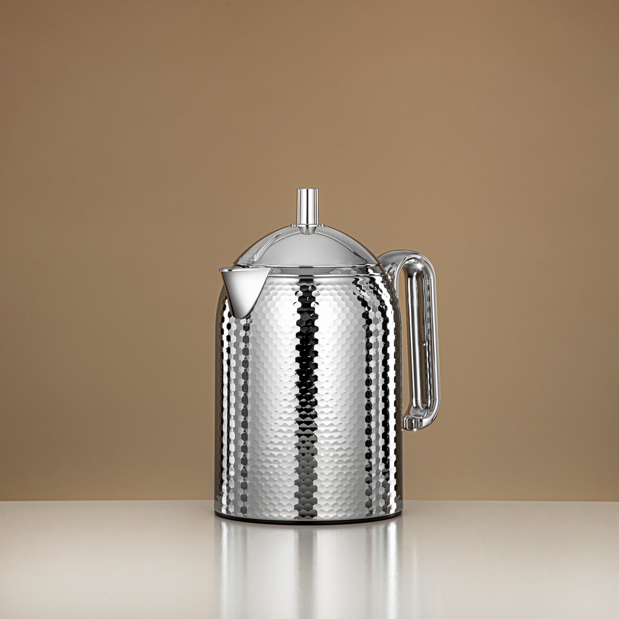 Almarjan Vacuum Flask Hammered Metal Body Glass Refill 0.3L (CHA-HC-030S) – Elegant Single-Serve Flask