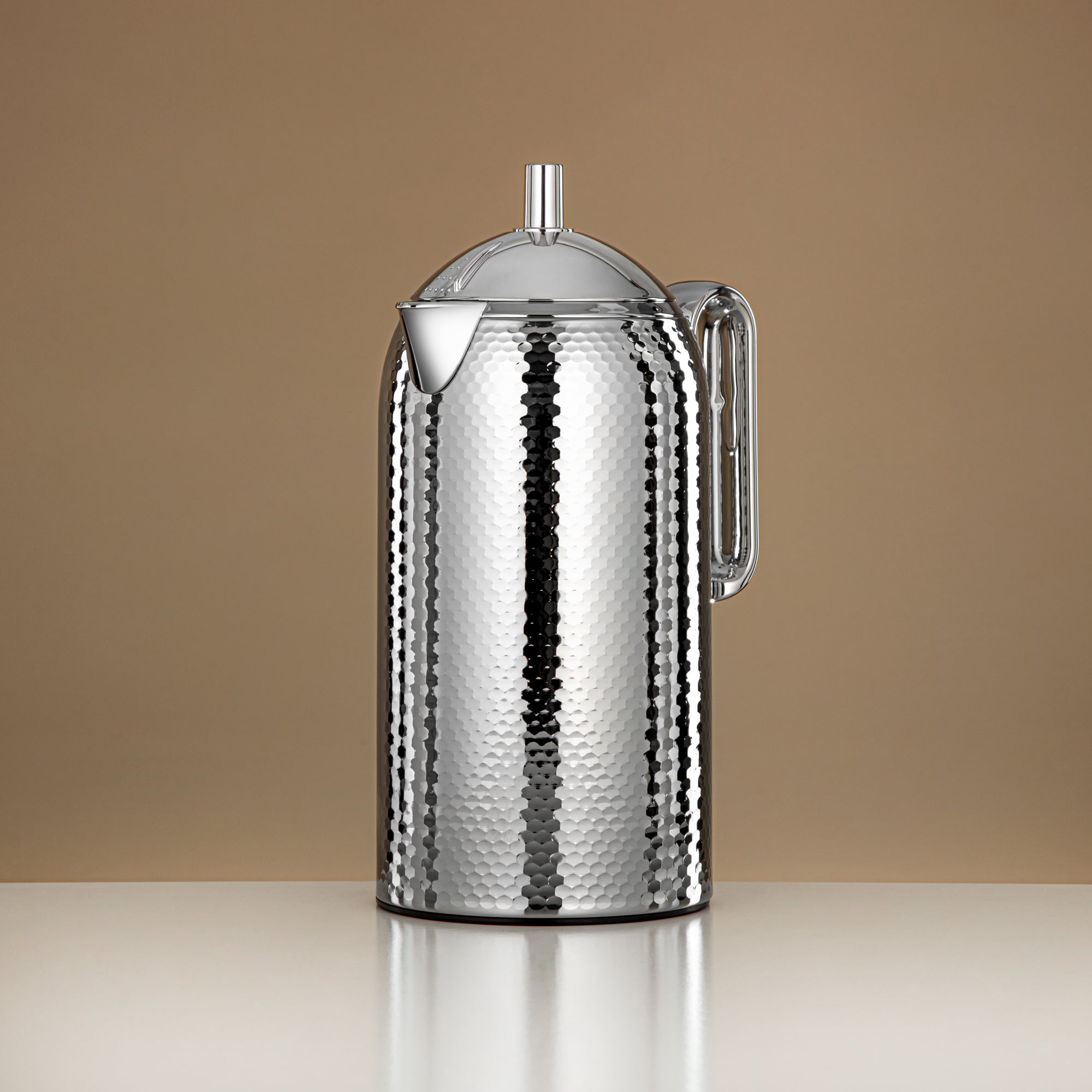 Almarjan Vacuum Flask Hammered Metal Body Glass Refill 1L (CHA-HC-100S) – Elegant Tea & Coffee Flask