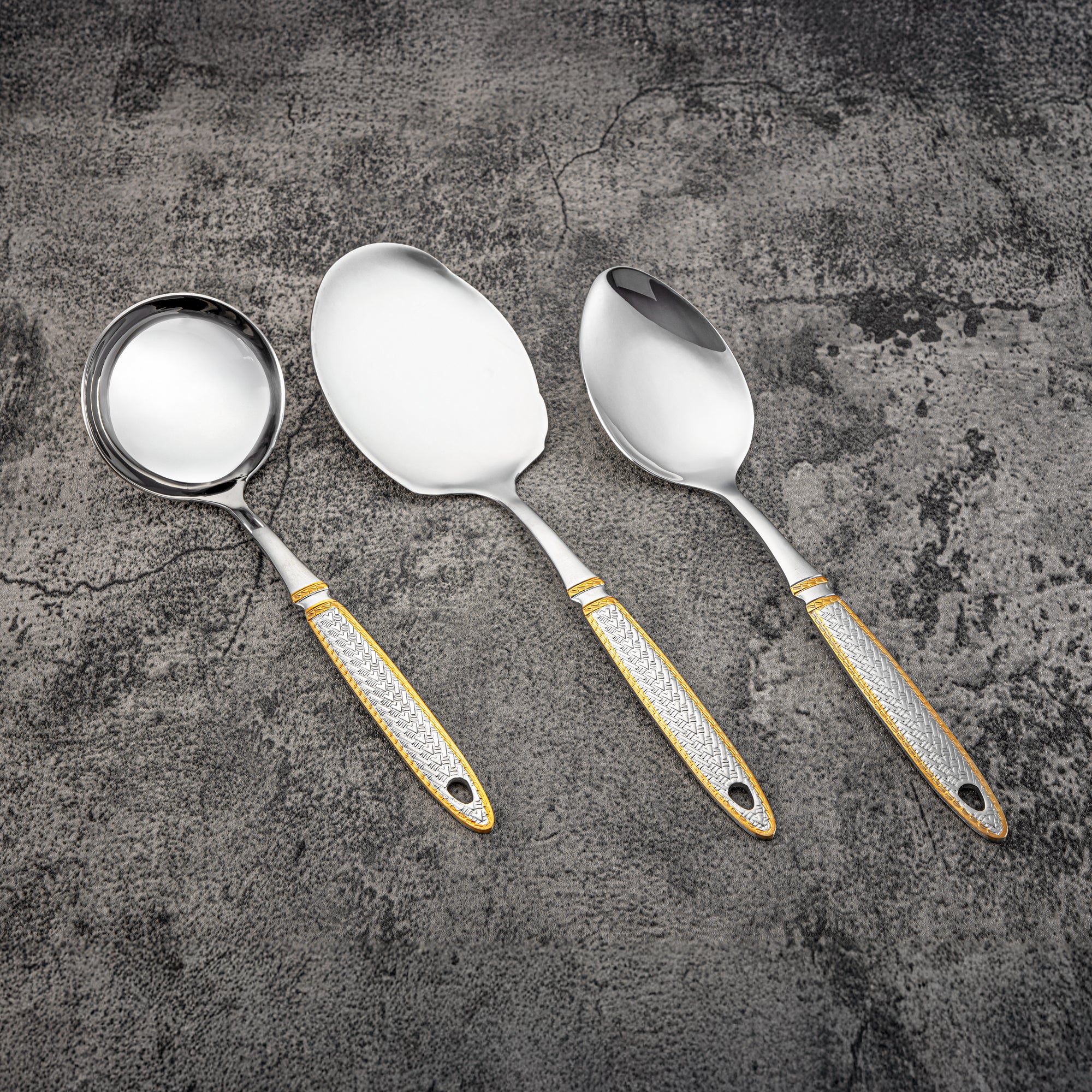Almarjan Cutlery Set 40 Pieces, Stainless Steel, Silver & Gold (CUT0010467) Elegant Cutlery Set