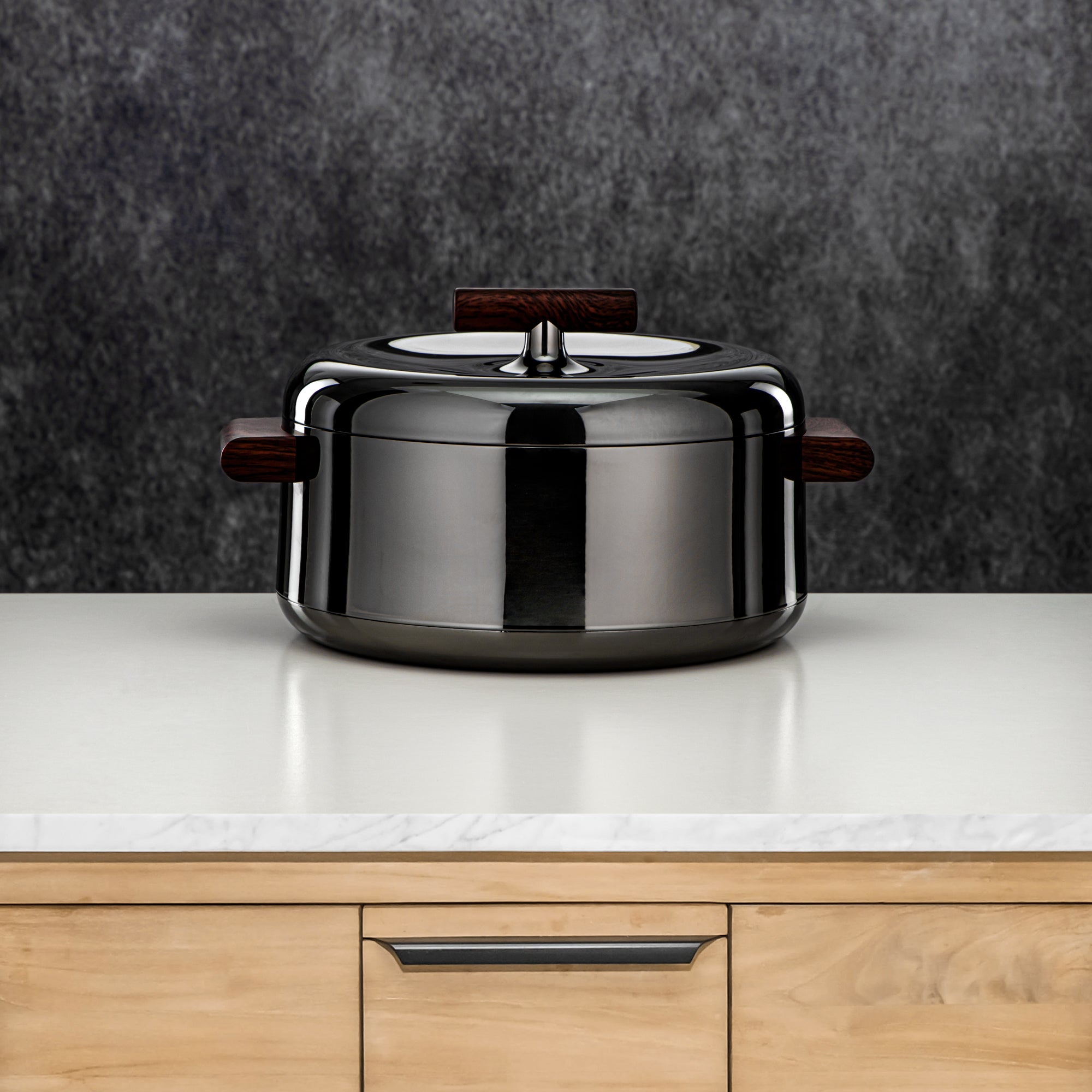 Almarjan Hot Pot Set ABS 1L, 2.5L, 3L Gun black & dark wood (EL-100/250/300 GBL/DW)