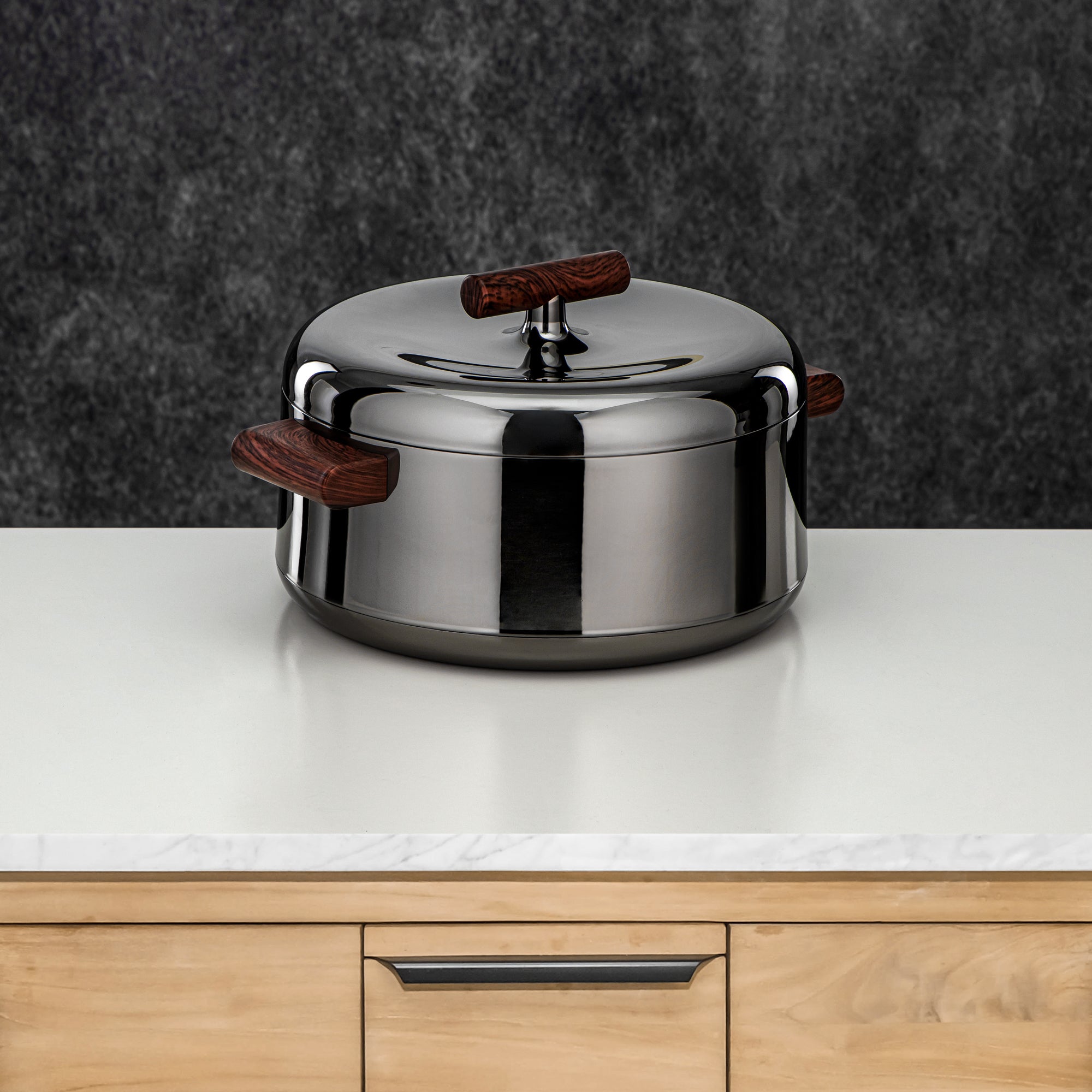 Almarjan Hot Pot Set ABS 1L, 2.5L, 3L Gun black & dark wood (EL-100/250/300 GBL/DW)
