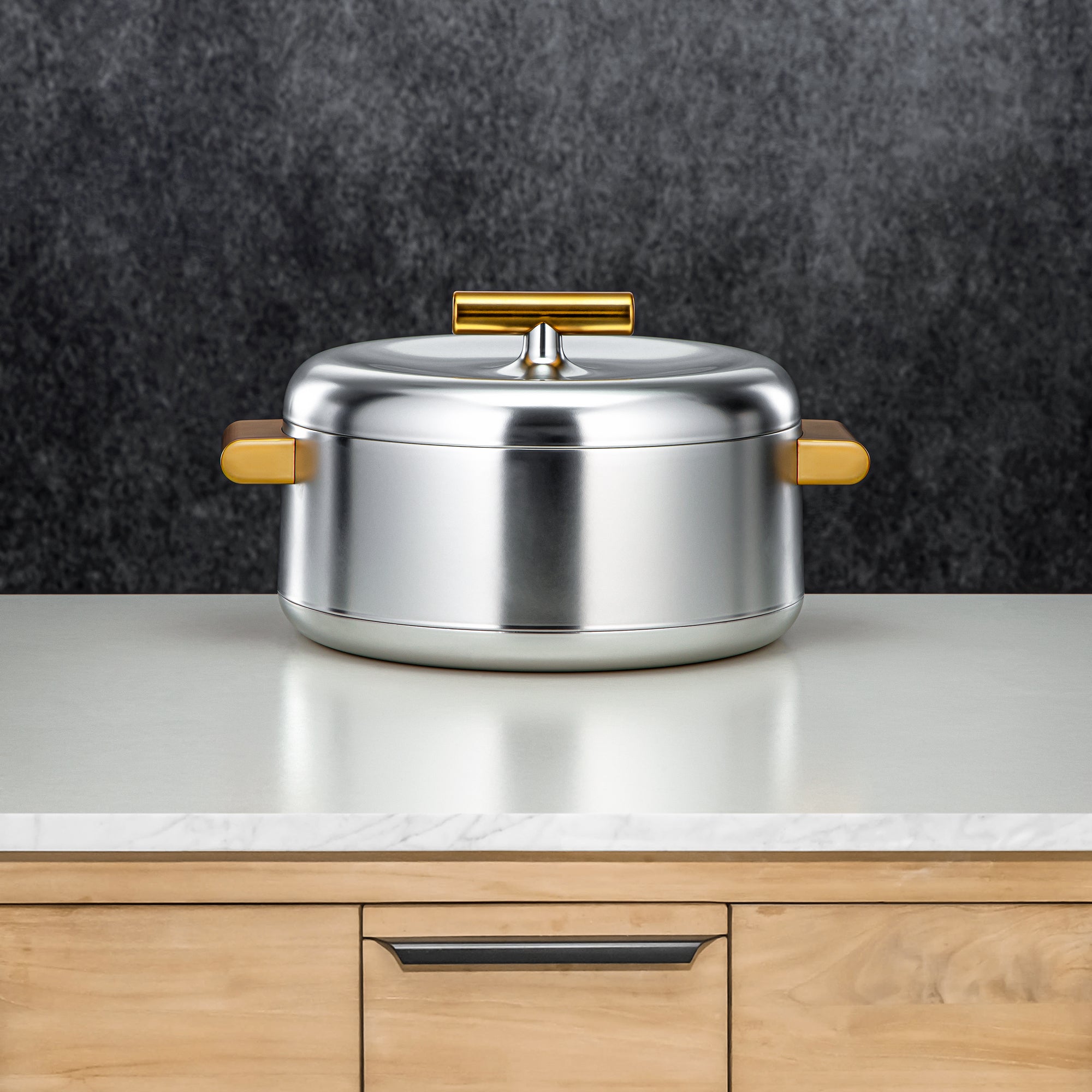 Almarjan Hot Pot Set ABS 1L, 2.5L, 3L Matt silver & matt gold (EL-100/250/300 MC/MG)