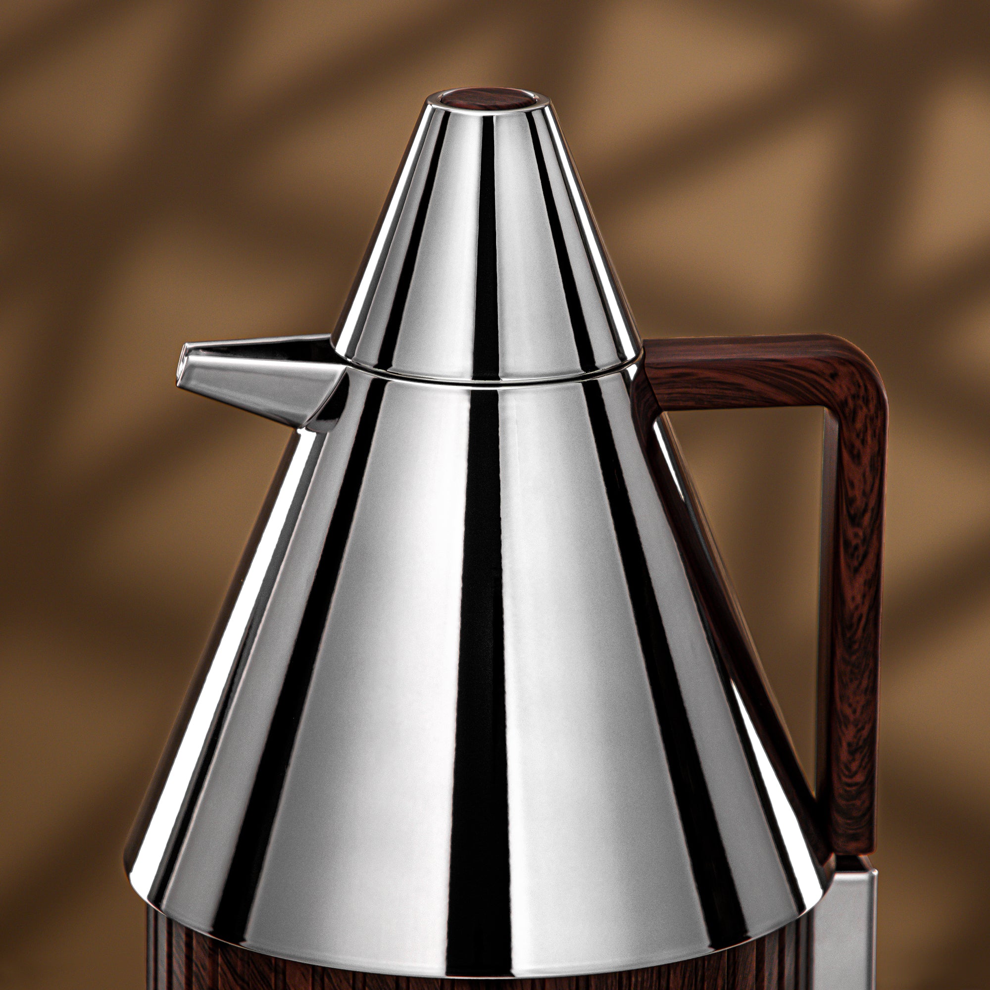 Almarjan Vacuum Flask Set 1L + 1L Silver & Dark Wood