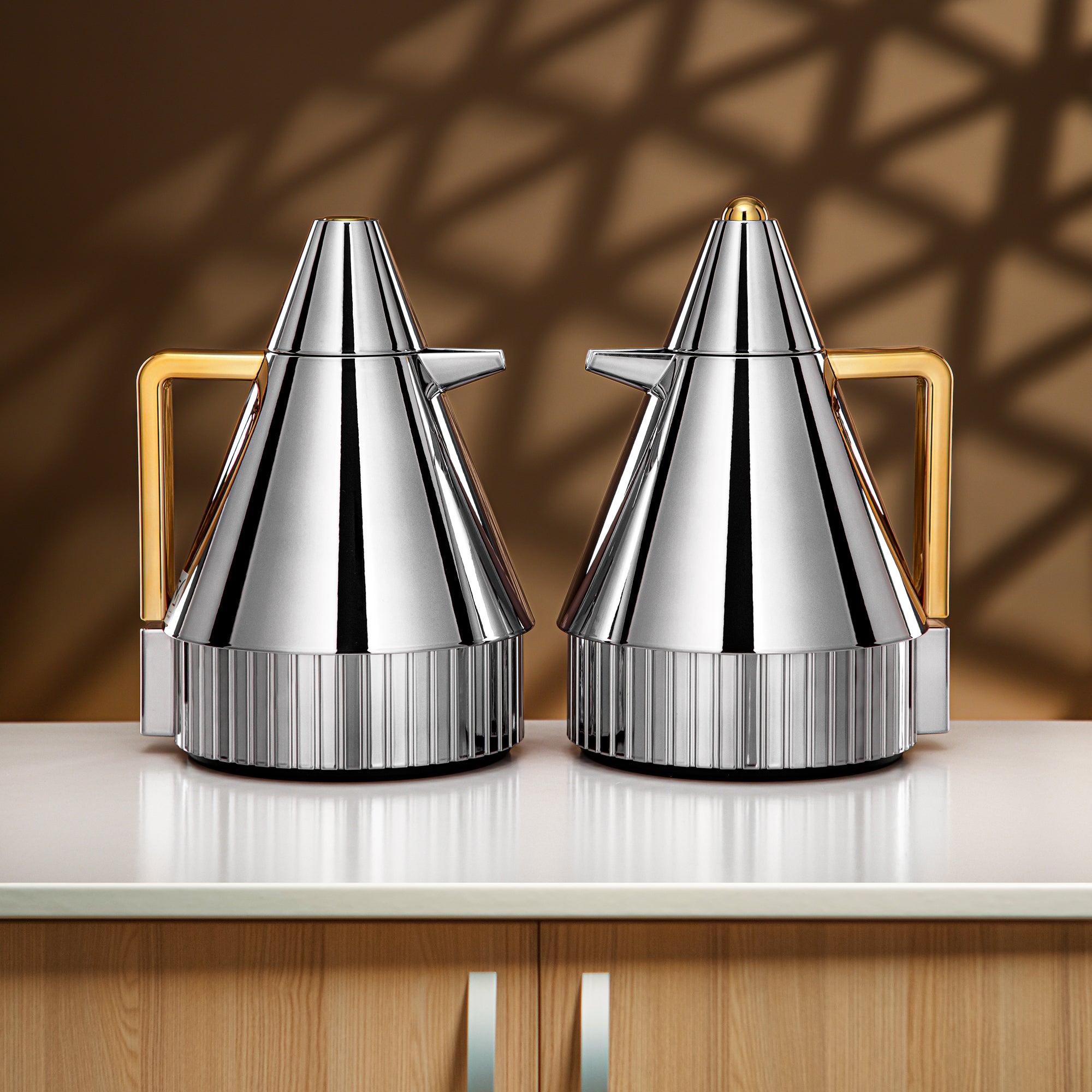 Almarjan Vacuum Flask Set 1L + 1L Silver & Gold