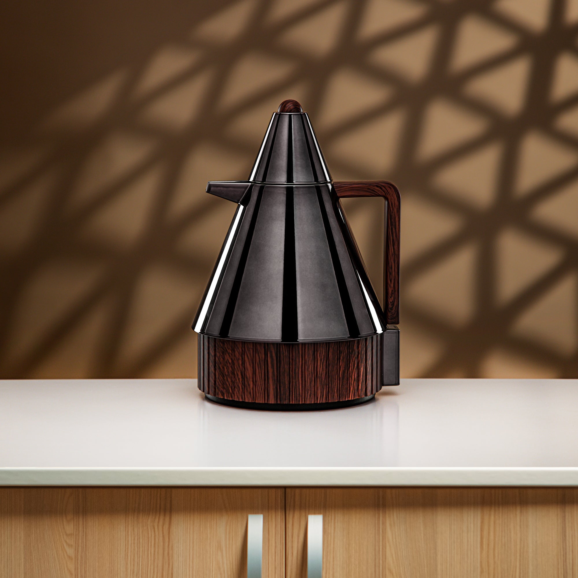 Almarjan Vacuum Flask Set 1L + 1L Gun Black & Dark Wood