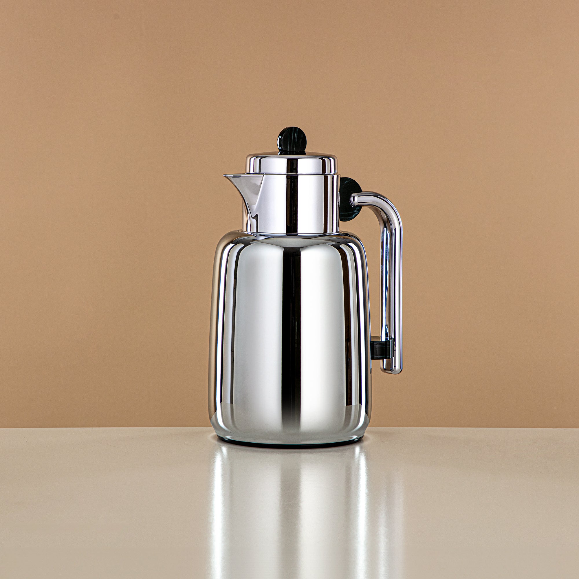 Almarjan Vacuum Flask Set - 0.7L + 1L, Silver & Black/Green Marble (FG808-070/100 GM/C) - For Serving Tea & Coffee