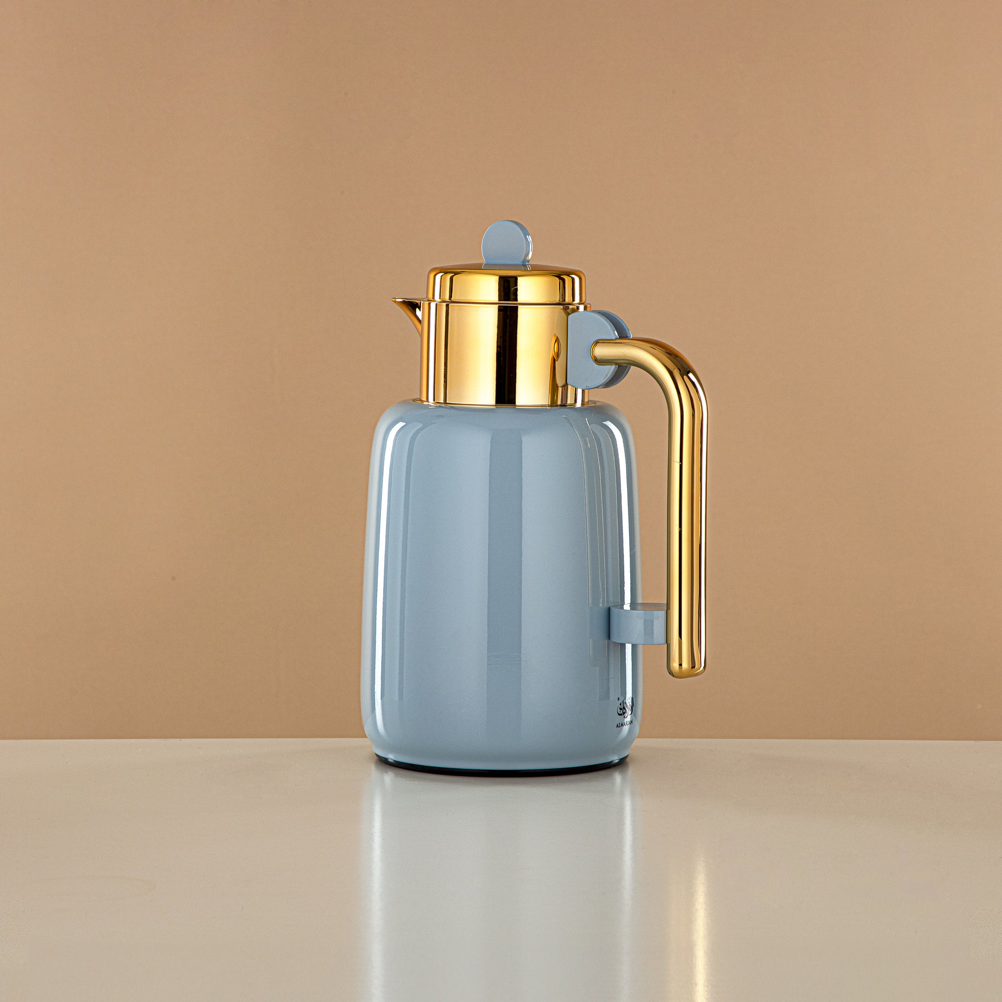 Almarjan Vacuum Flask Set - 0.7L + 1L, Baby Blue & Gold (FG808-070/100 HB/G) - For Serving Tea & Coffee