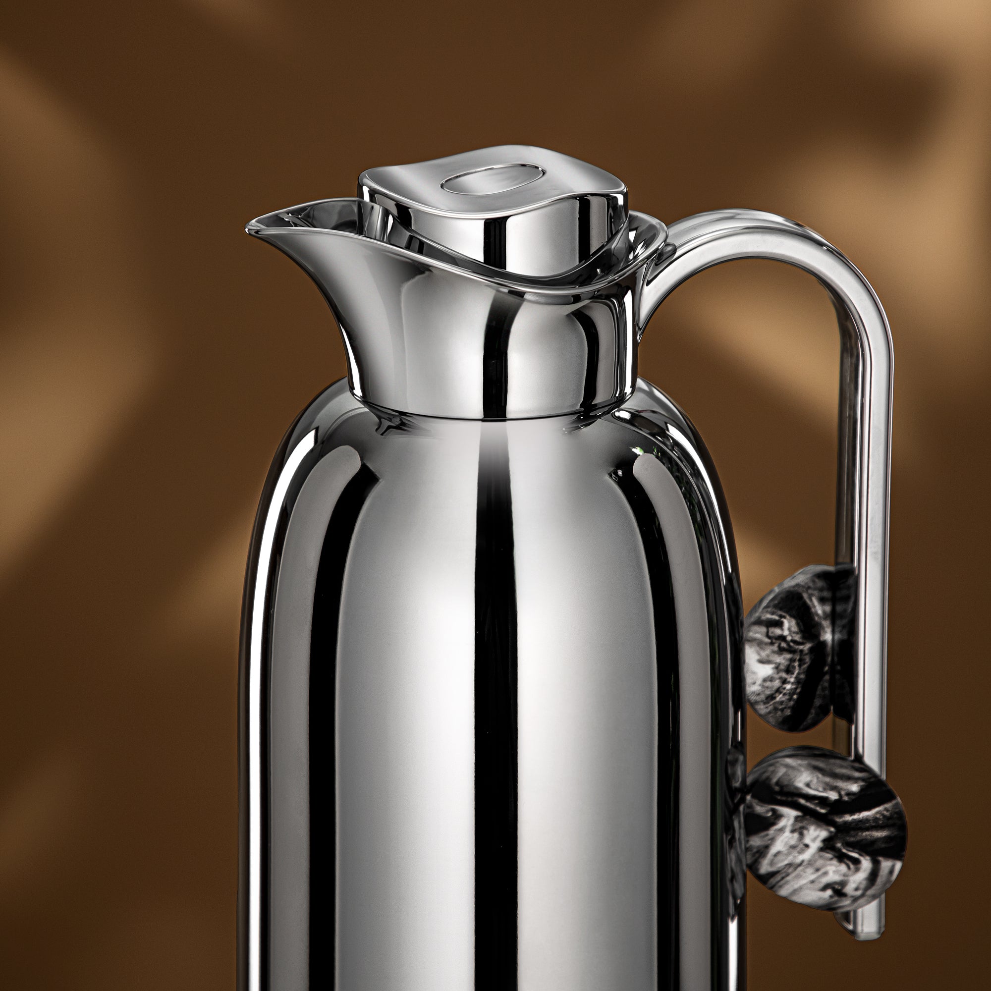 Almarjan Vacuum Flask Set 0.7L + 1L Silver & Marble