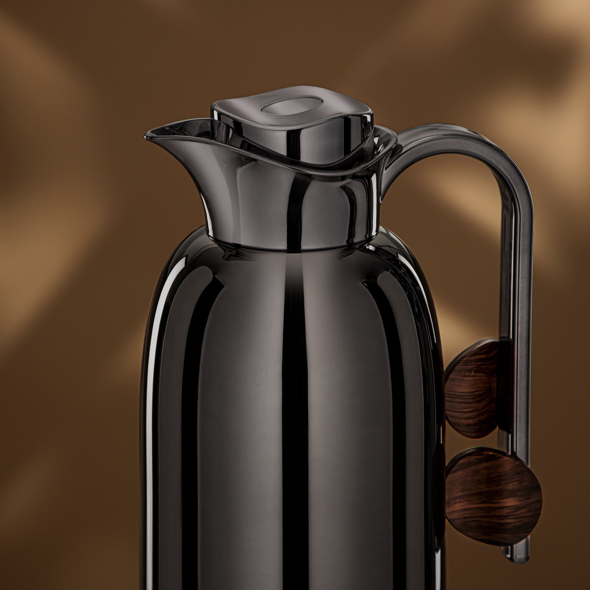 Almarjan Vacuum Flask Set 0.7L + 1L Gun Black & Dark Wood