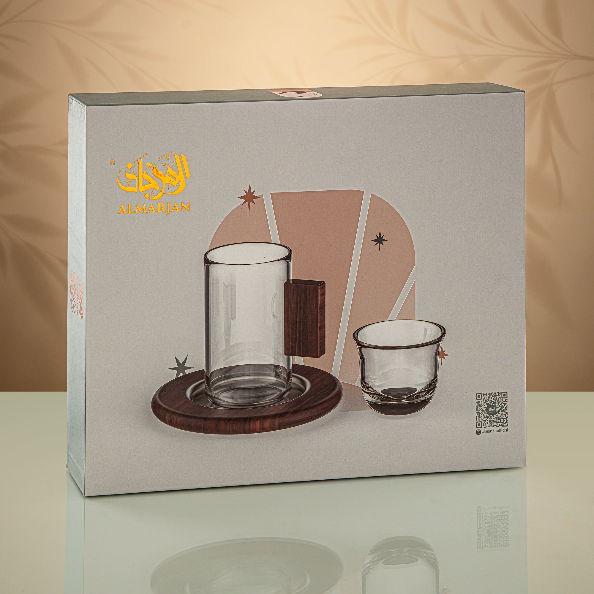 Almarjan Tea Set 18 Pieces Clear with Matt Gold Accents