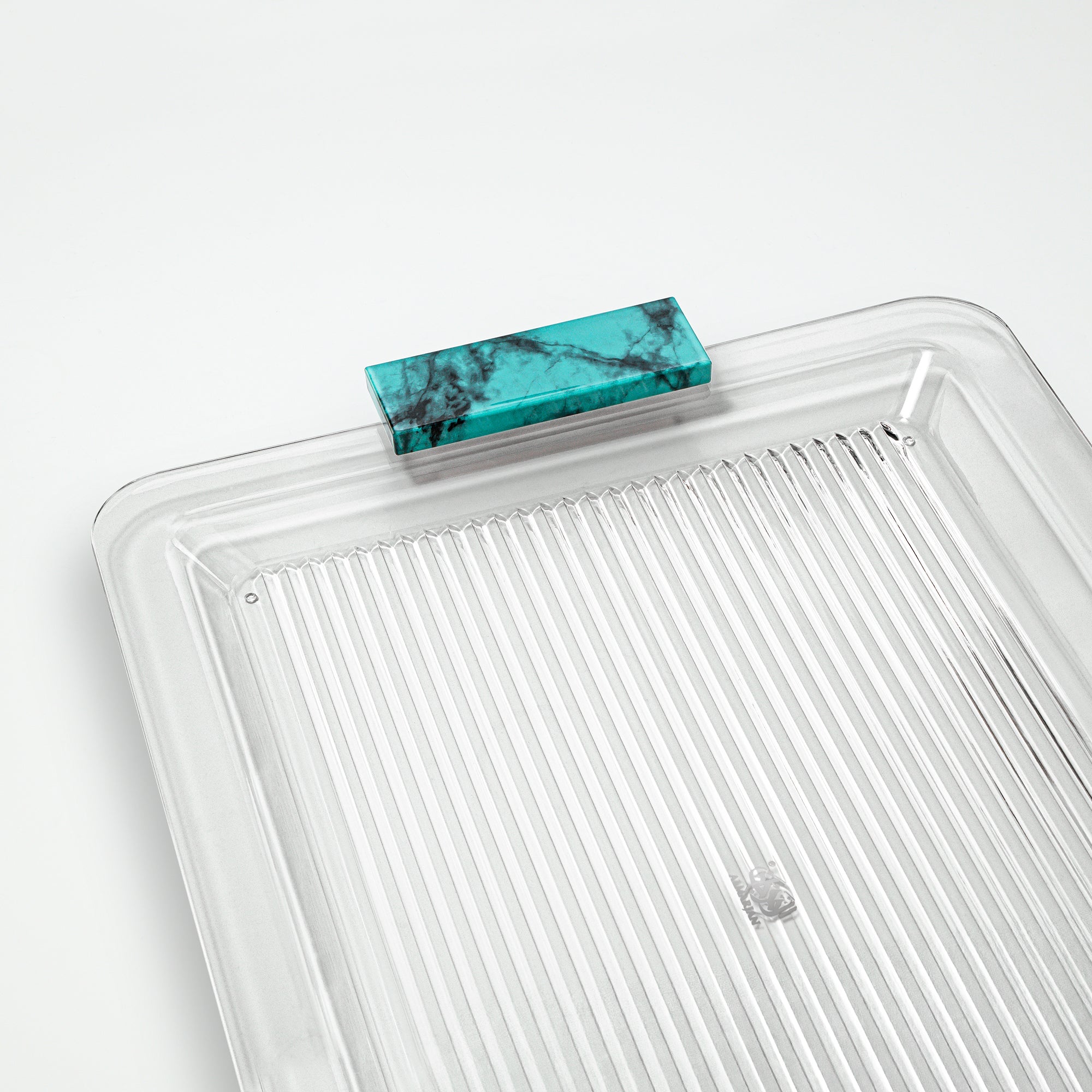 Almarjan Acrylic Tray 50cm Clear with Tiffany Green Handles