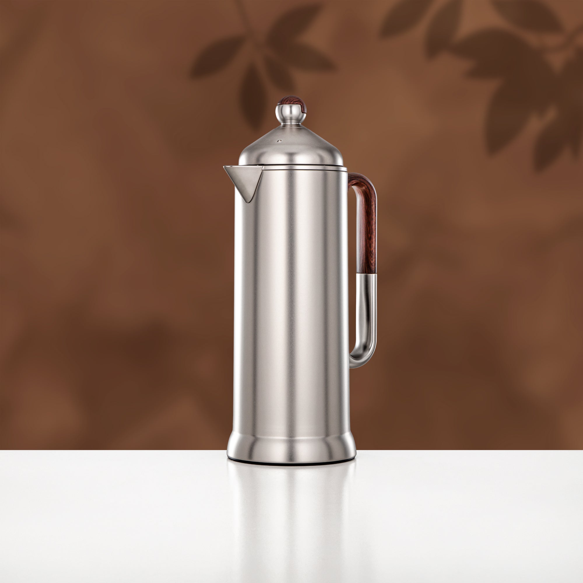 Almarjan 2 Pieces Vacuum Flask Set, Matt Nickel & Dark Wood