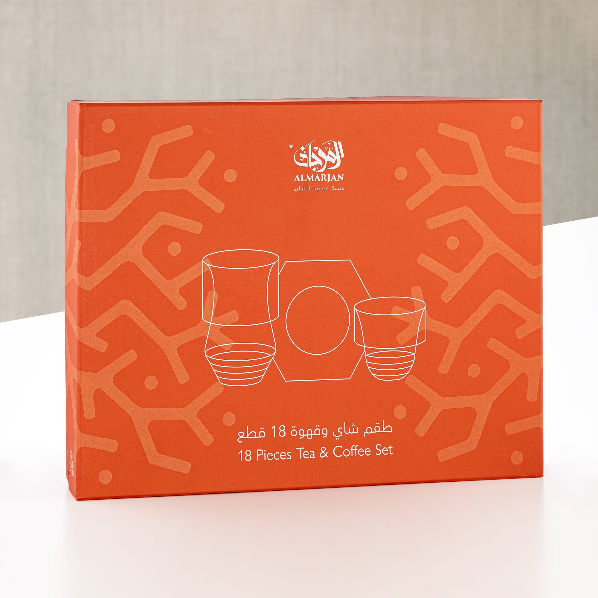 Almarjan Tea & Coffee Glass Set 18 Pieces Clear