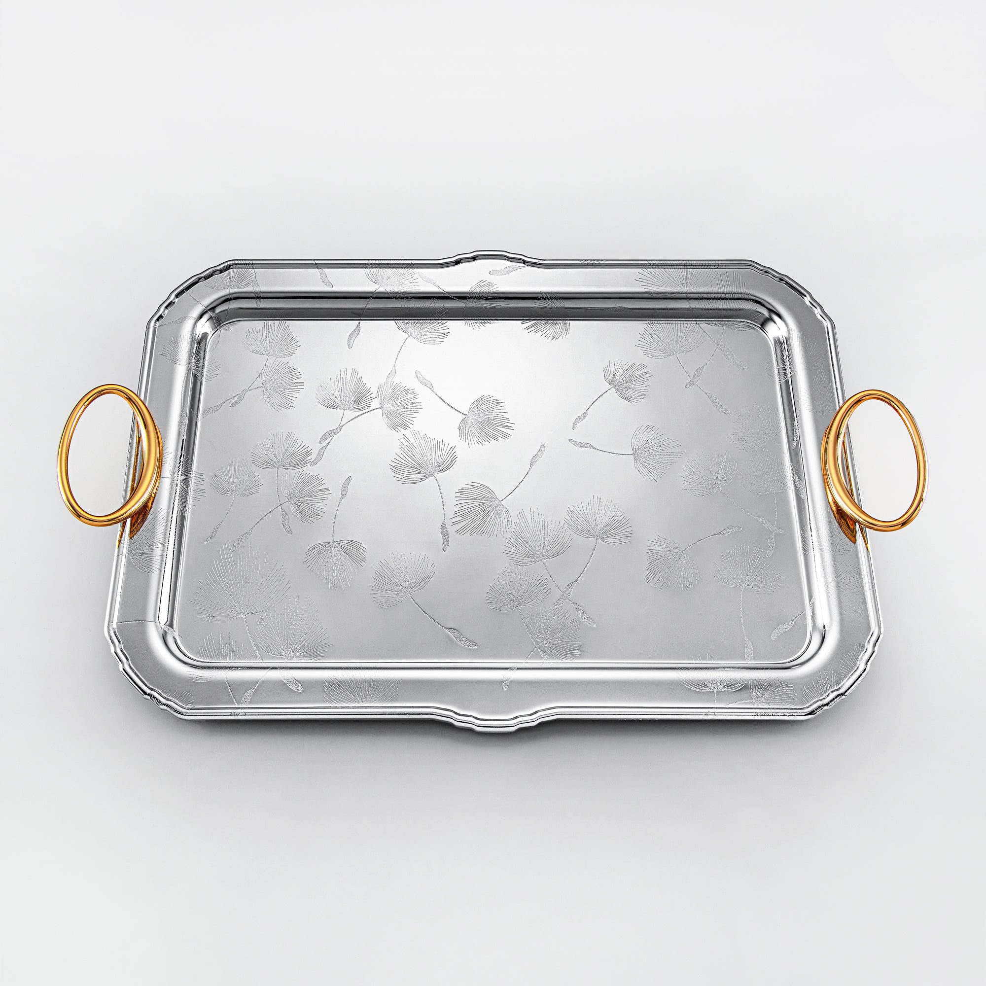 Almarjan Serving Tray Set - 3 Pieces, Silver & Gold (HT2408002) | Ramadan & Eid