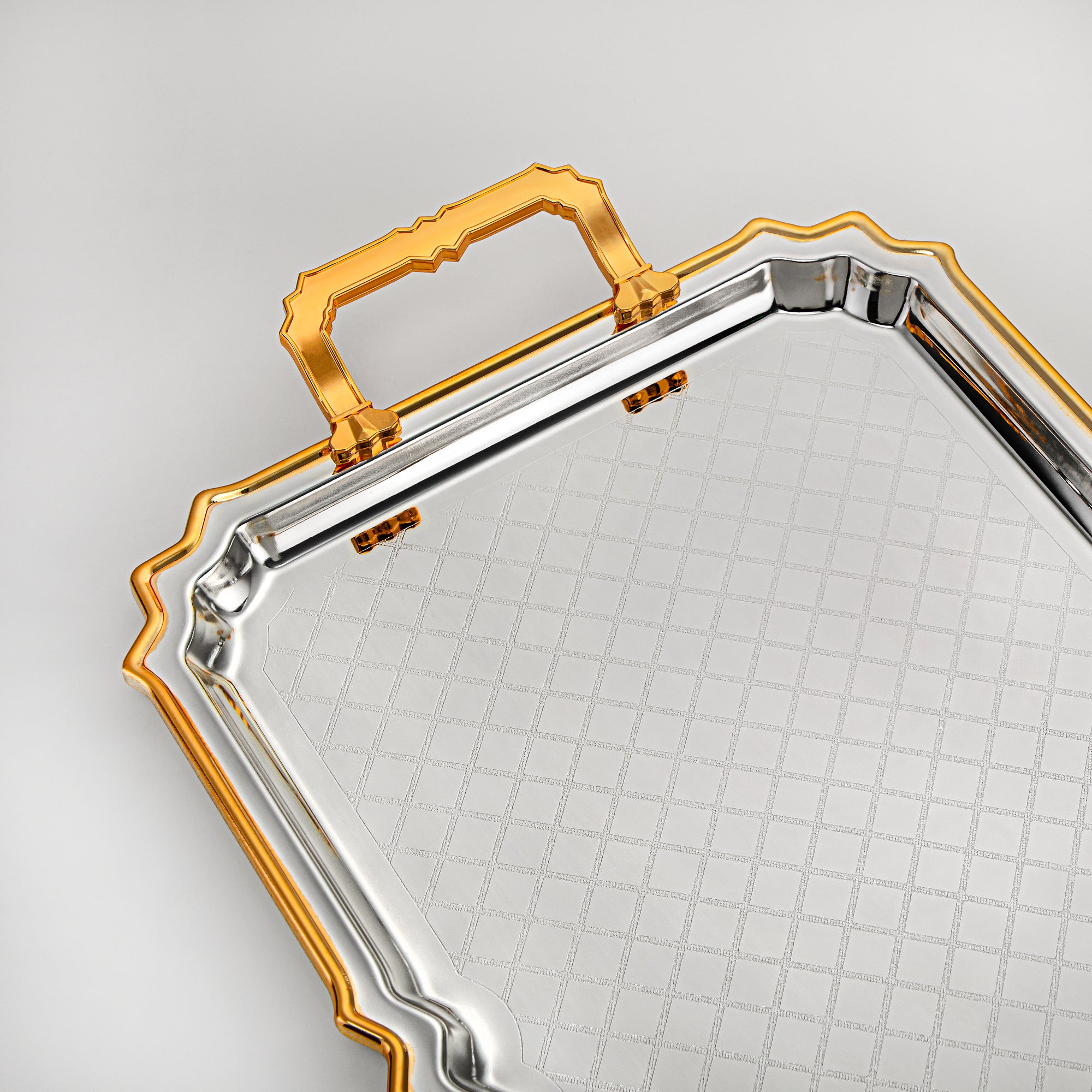 Almarjan 3 Pieces Serving Tray Set Silver & Gold - HT2411007