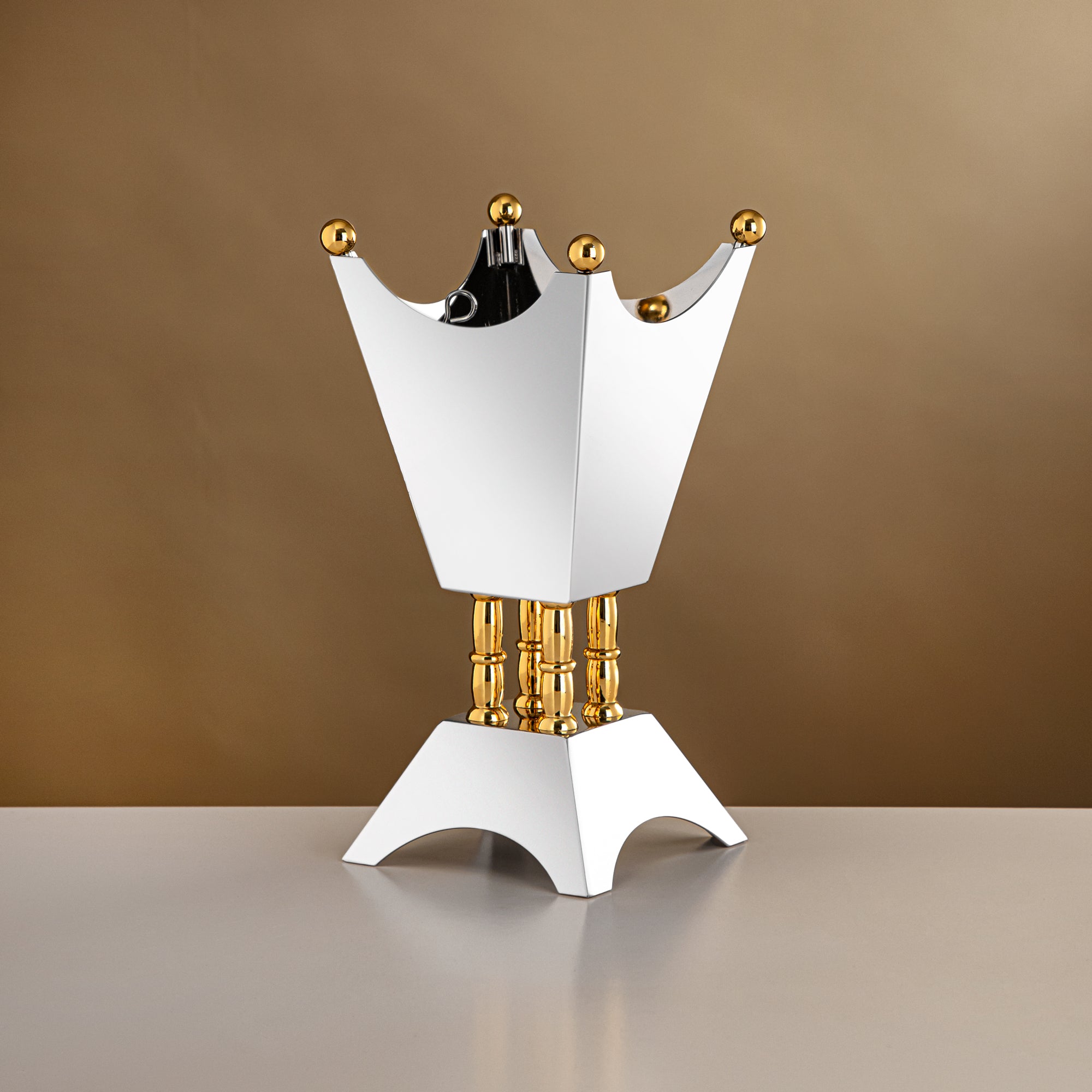 Almarjan 25 CM Incense Burner Shiny Silver & Gold - HT2506049