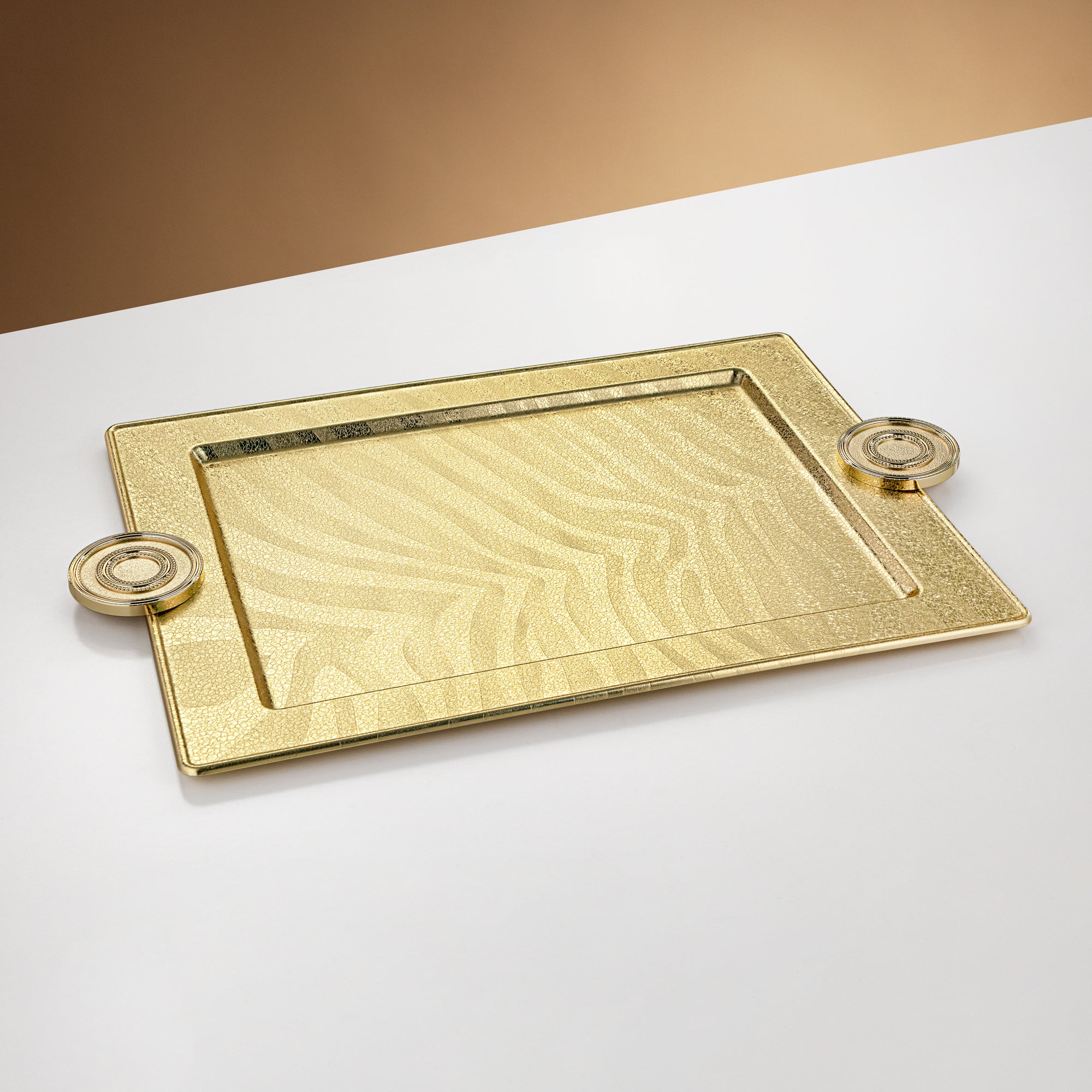 Almarjan Serving Tray 59 cm Brass Crackle