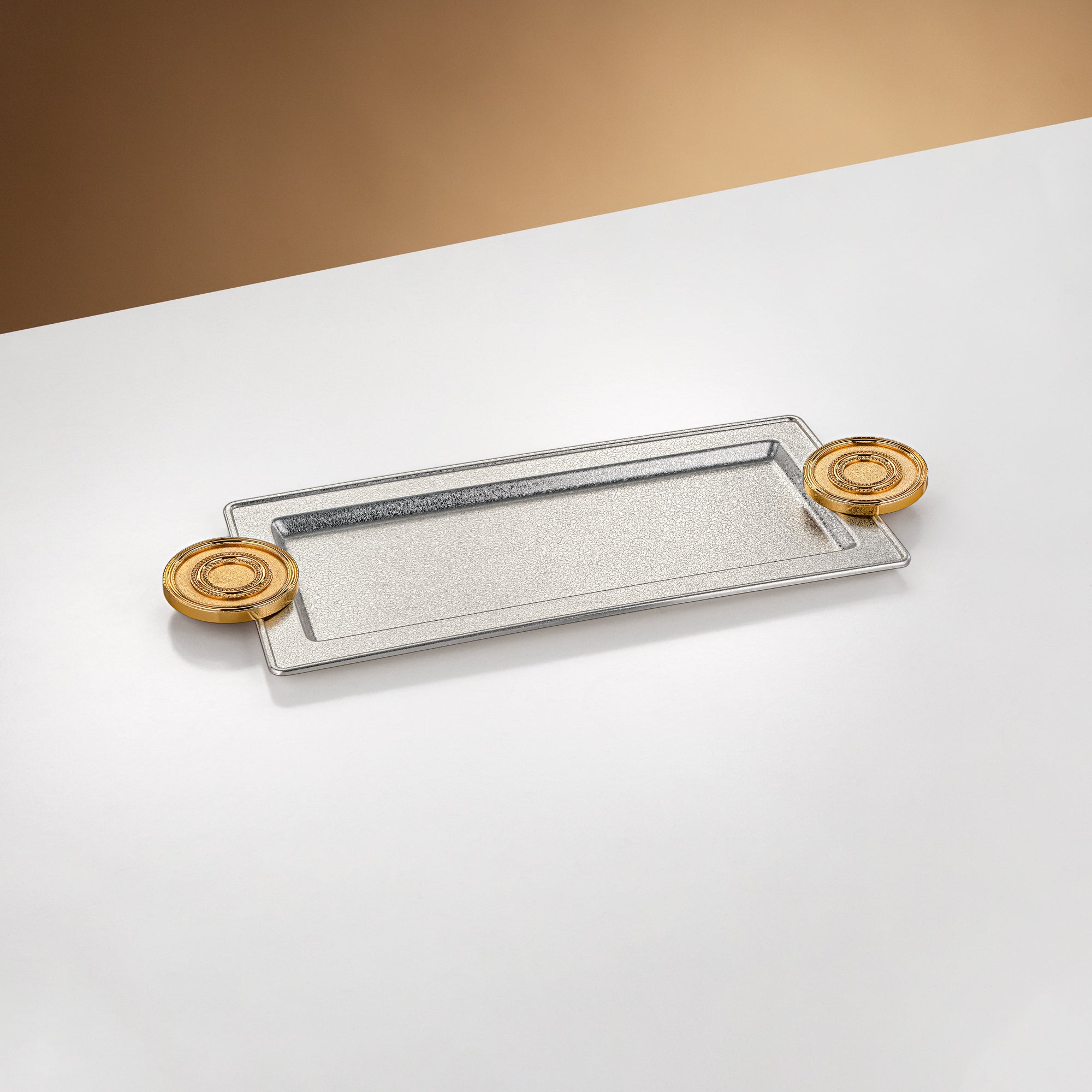 Almarjan Serving Tray 50 cm Silver & Gold Crackle