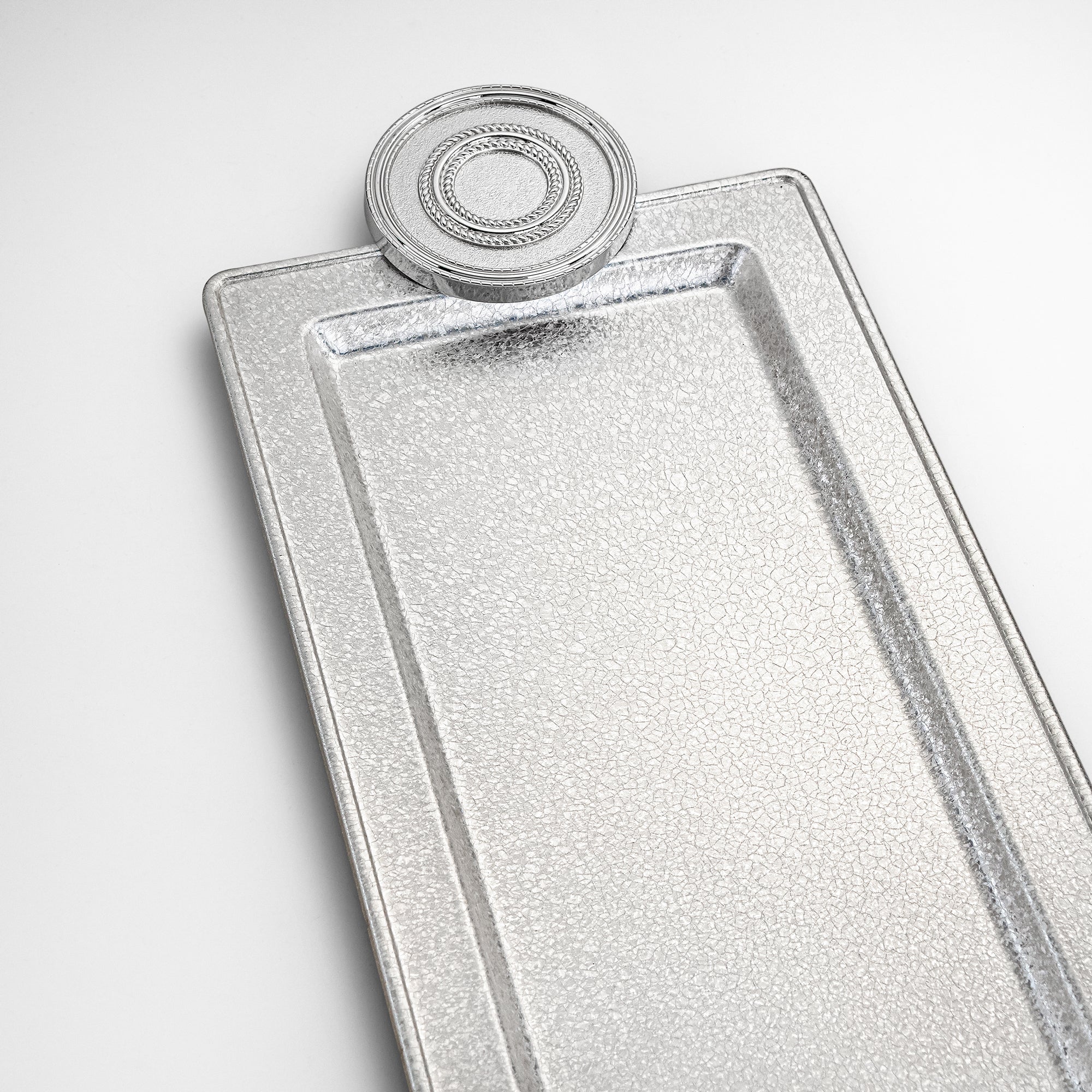 Almarjan Serving Tray 56 cm Silver Crackle