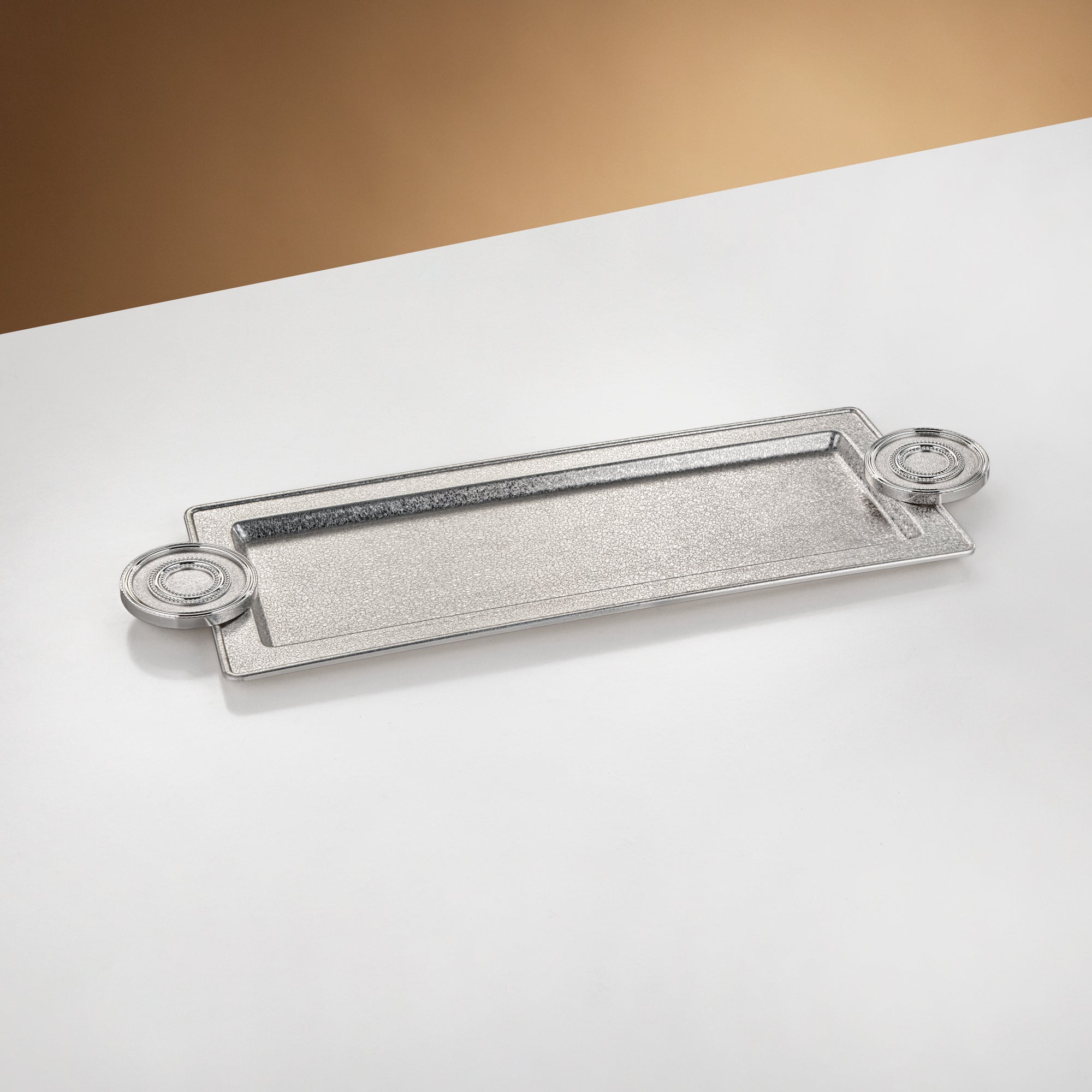 Almarjan Serving Tray 56 cm Silver Crackle