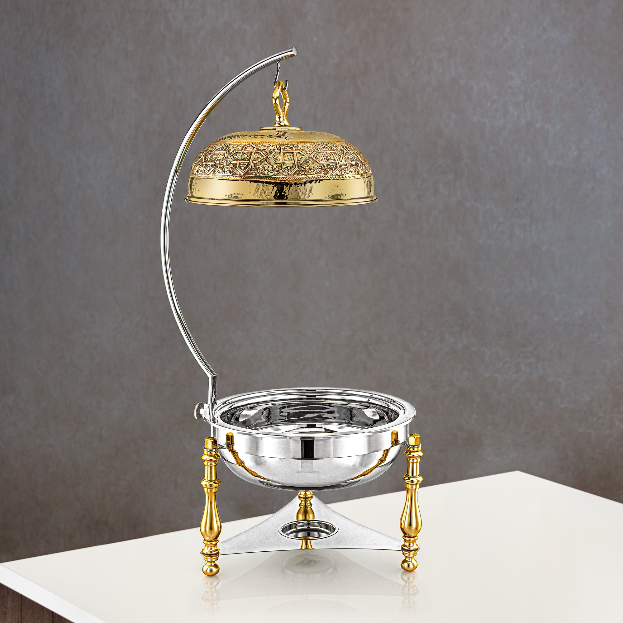 Almarjan 6 Litres Laiton Chafing Dish Argent & Or - MD-2920A