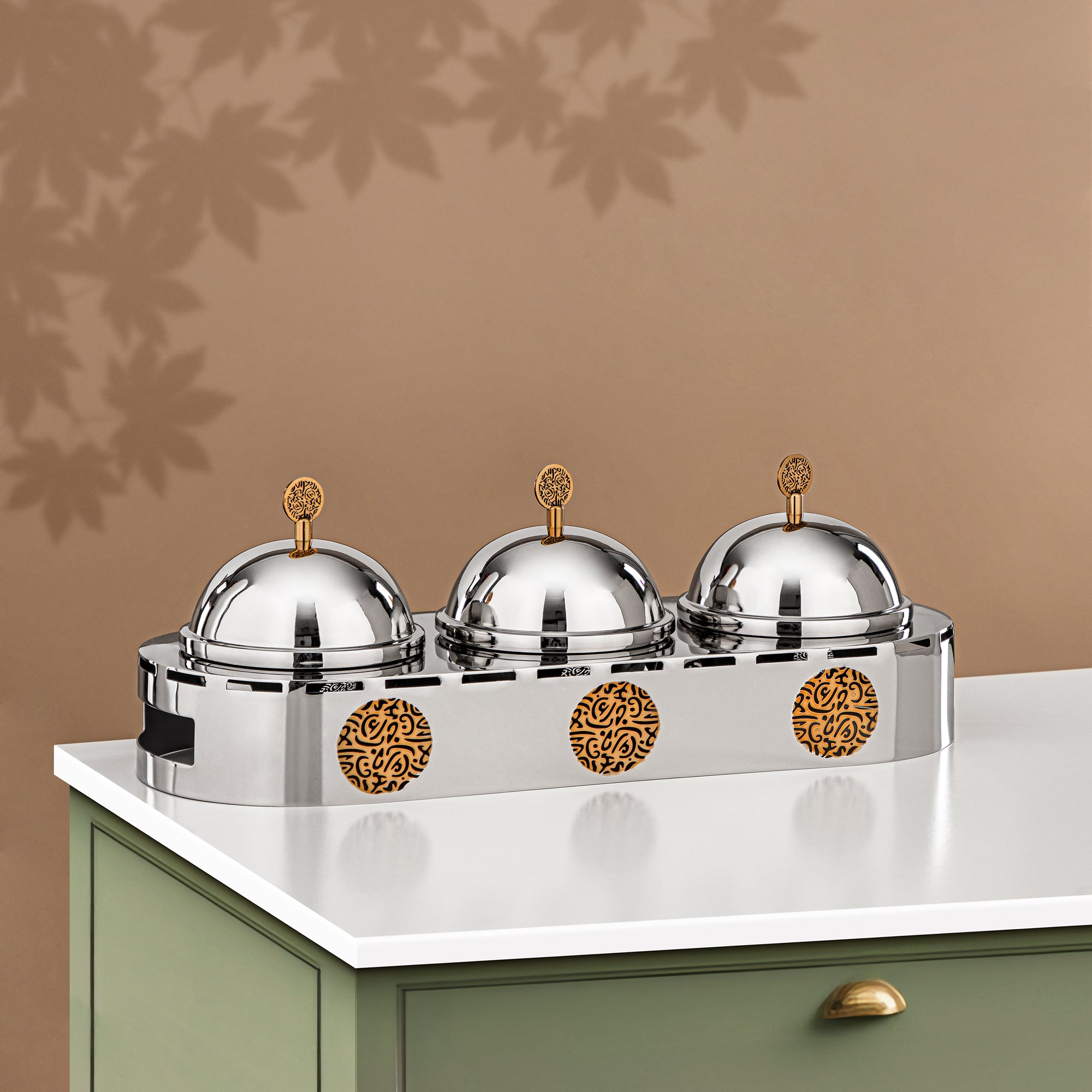 Almarjan 3 Part Candy Set Stainless Steel Silver & Gold (MD-3023) - Stylish Serveware