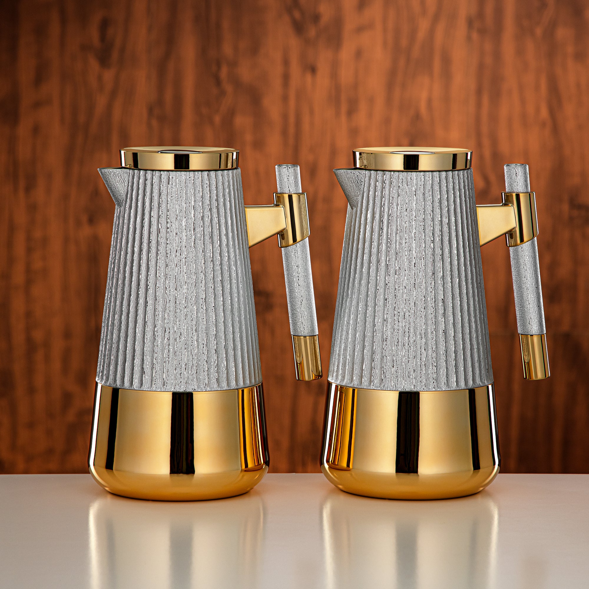 Almarjan Vacuum Flask Set 1L + 1L Silver & Gold
