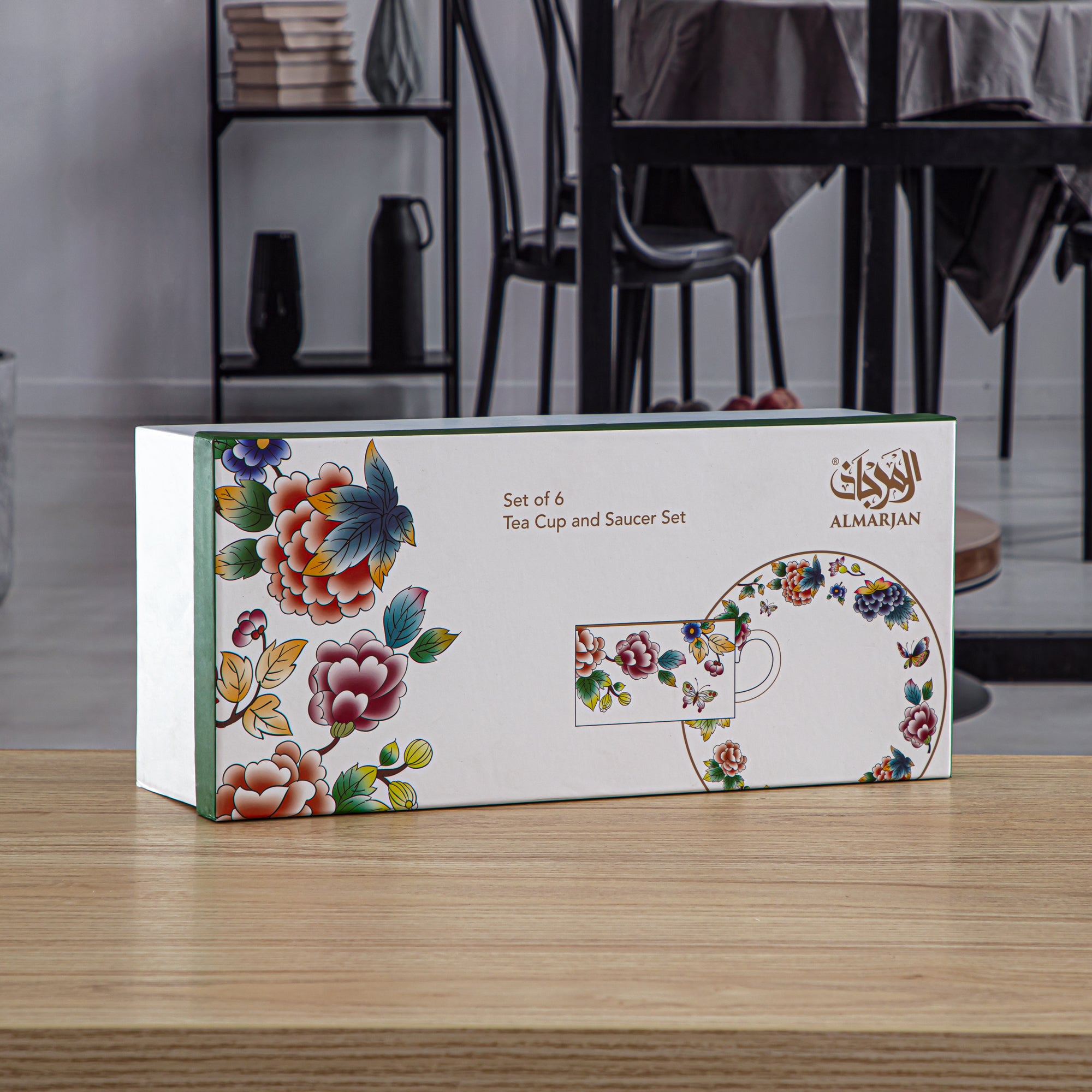 Almarjan 6 Pieces Fonon Collection Porcelain Cup & Saucer Set - 2070