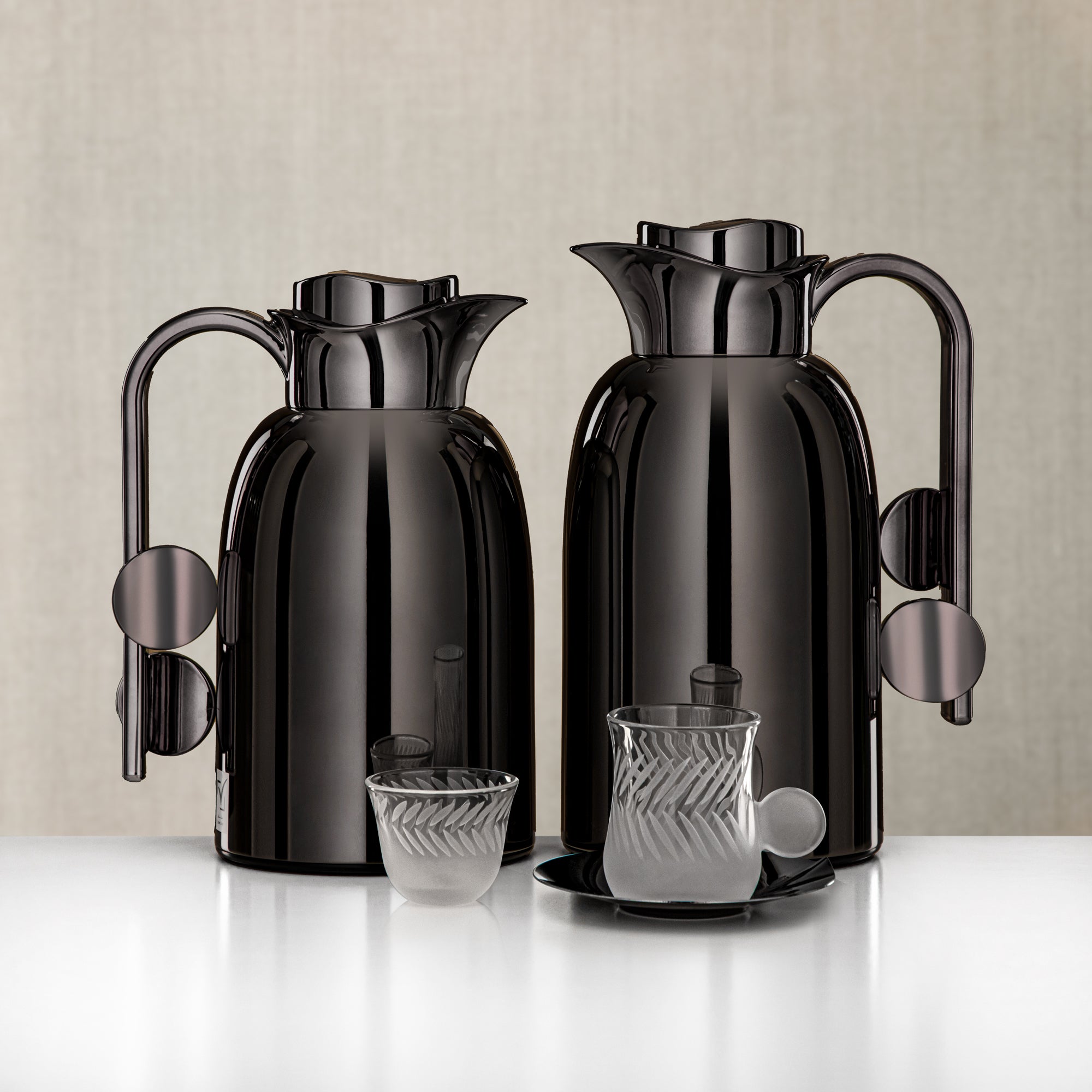 Almarjan Vacuum Flask & Tea Set 20 Pieces Gun Black