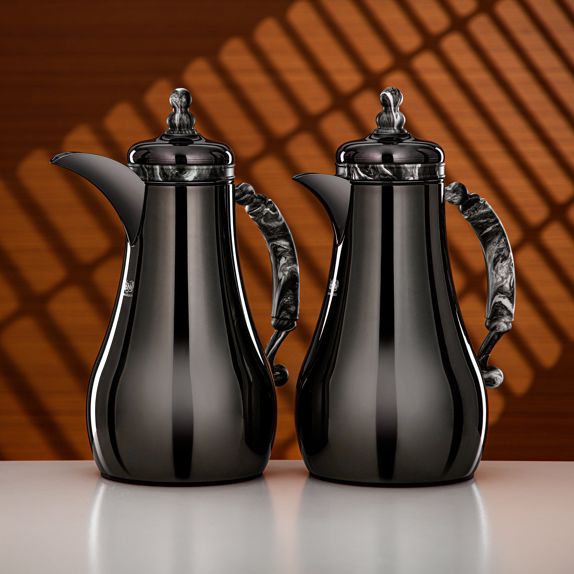 Almarjan Vacuum Flask Set 1L + 1L Black Nickel & Black Marble