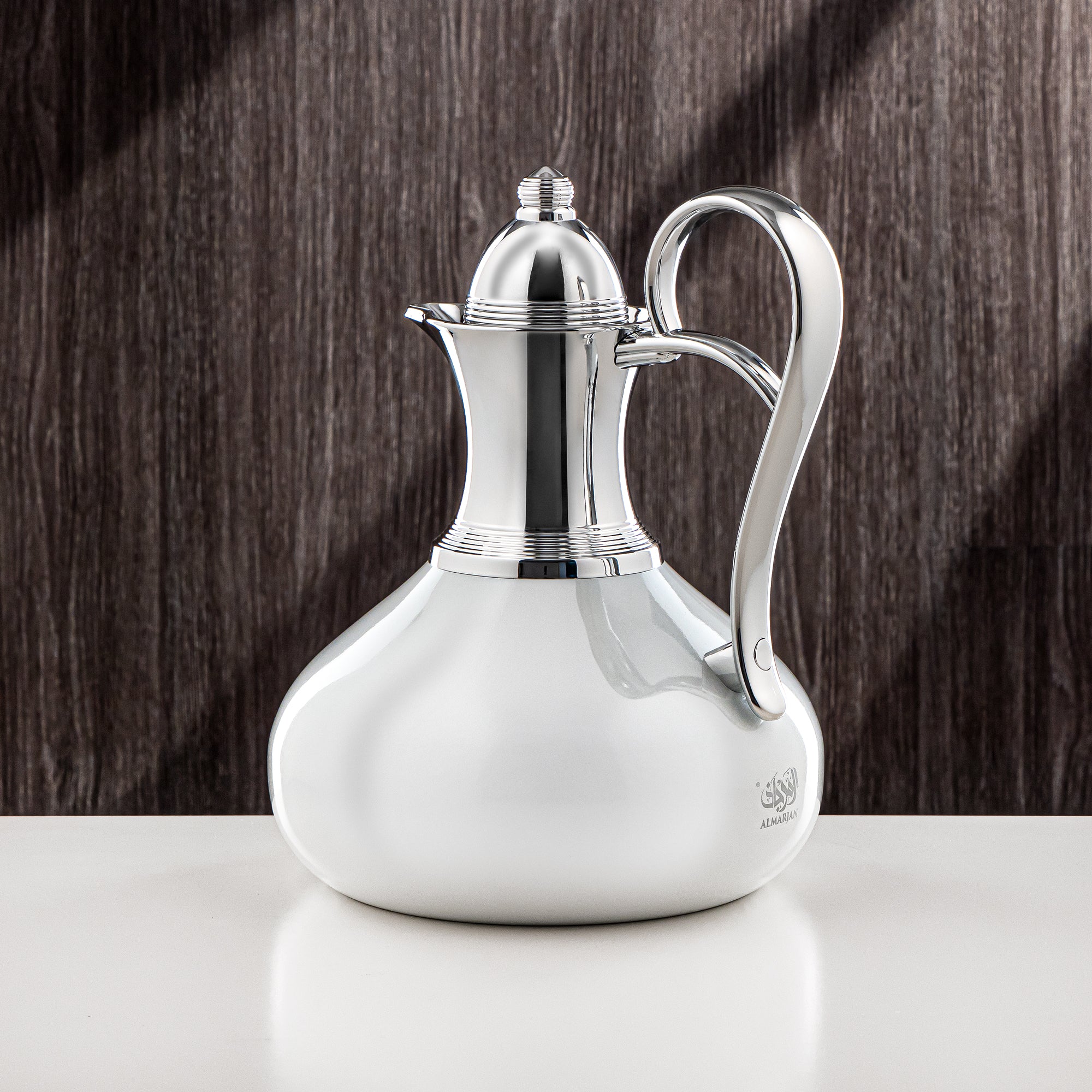 Almarjan 1 Liter Stainless Steel Vacuum Flask Silver & Pearl White - SS-Queen-10T S/PW