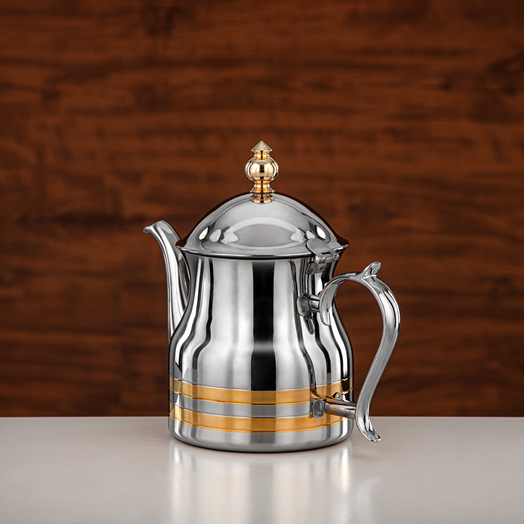 Almarjan Teapot 35oz Silver Gold – Elegance