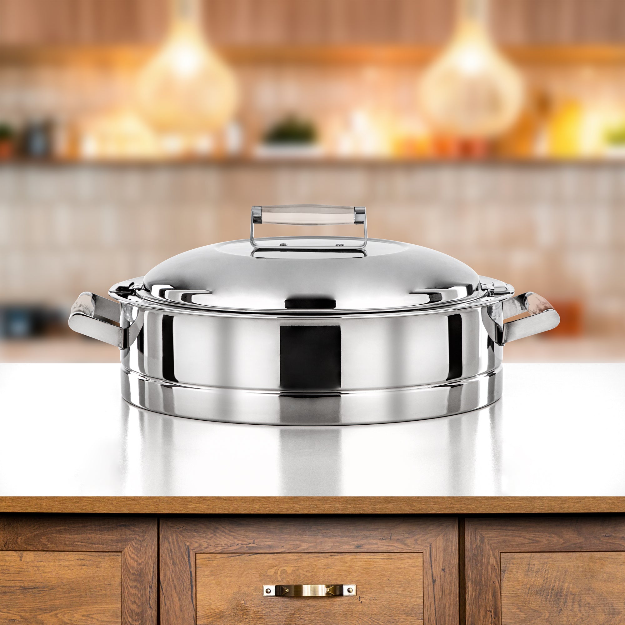 Almarjan 35 CM Areej Collection Stainless Steel Hot Pot Silver-H25P7