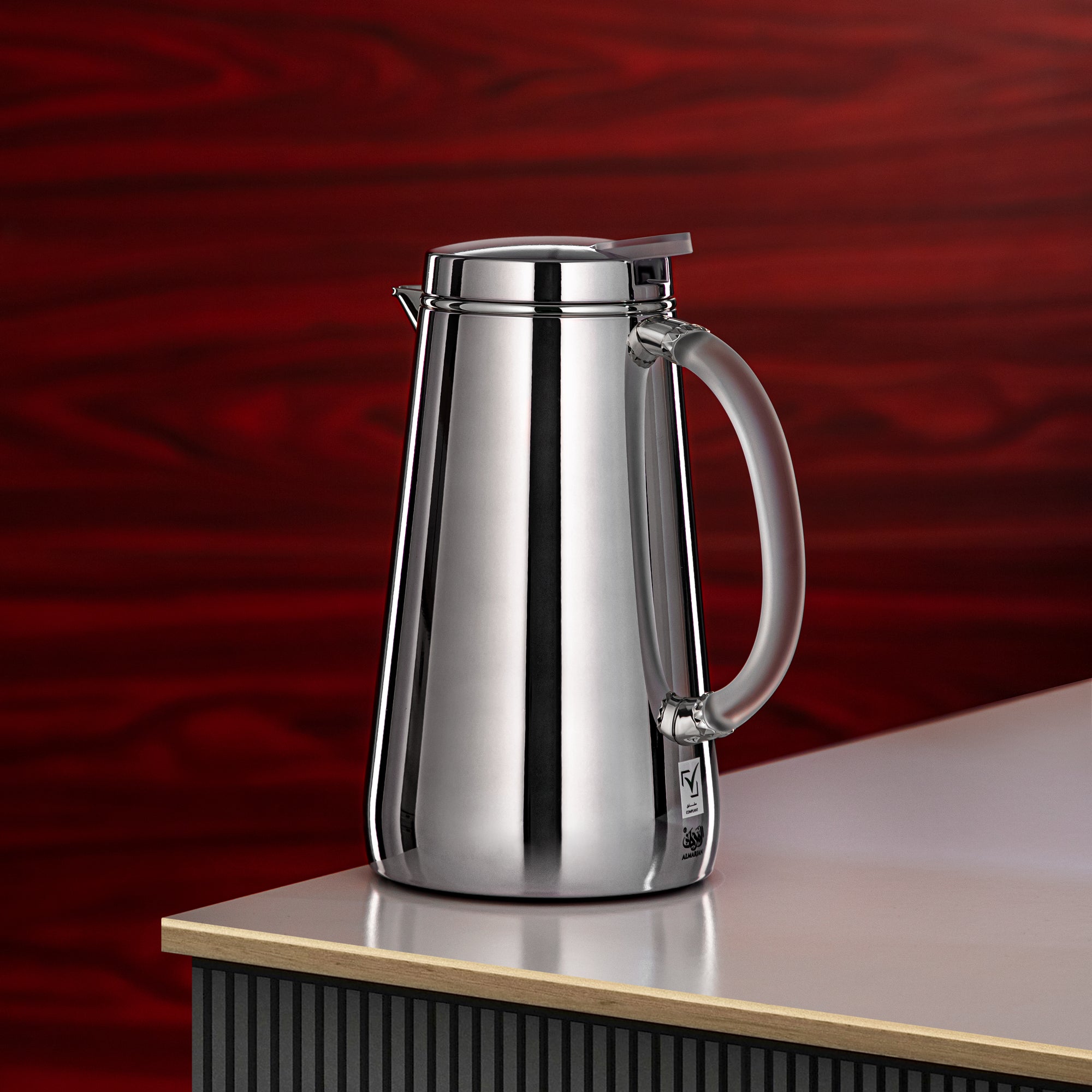 Almarjan Vacuum Flask Metal 0.7 Liter Silver with Frost Handle (VOP-700 CY15) – Elegant Serving | Ramadan & Gatherings