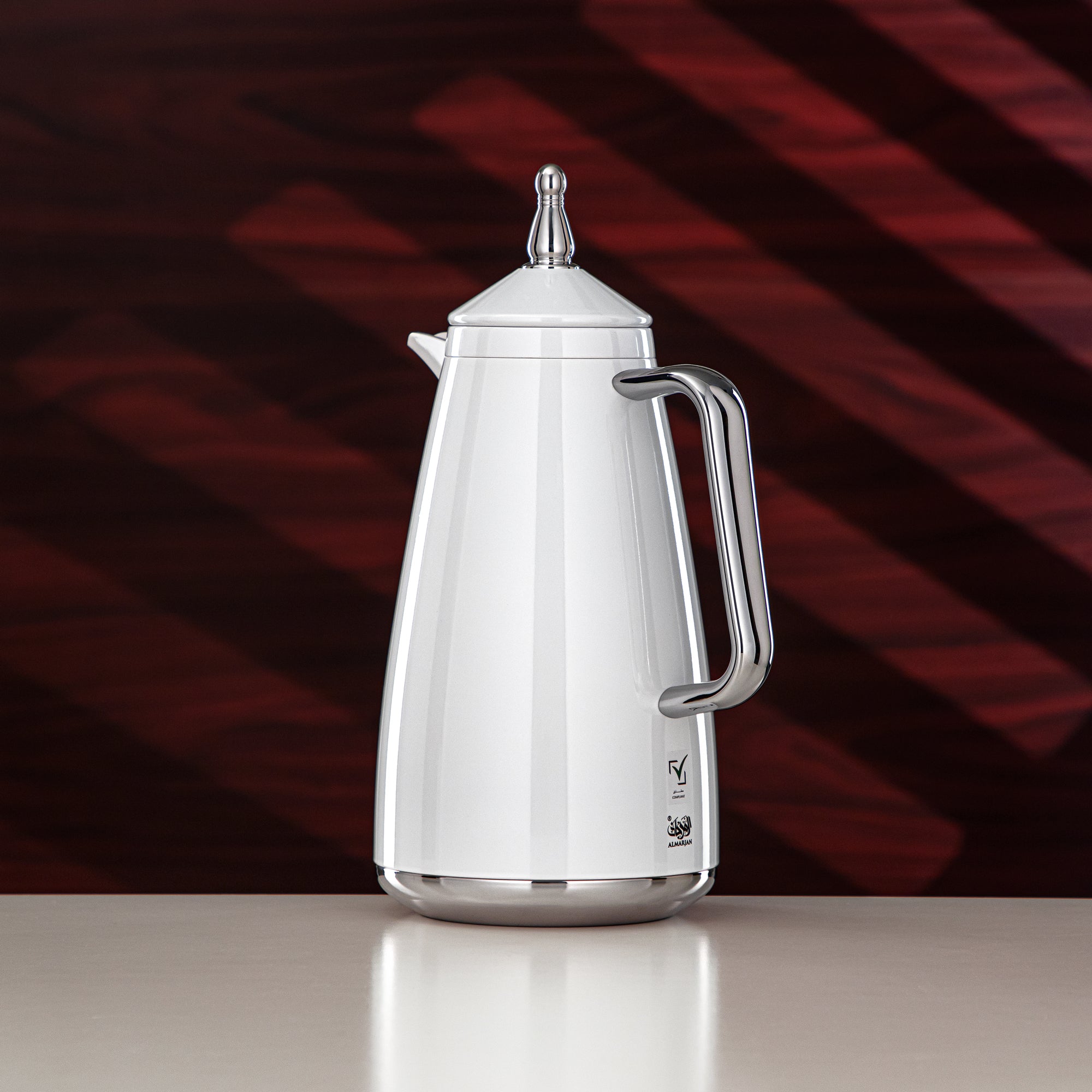 Almarjan Vacuum Flask Set 1L + 1L White & Silver