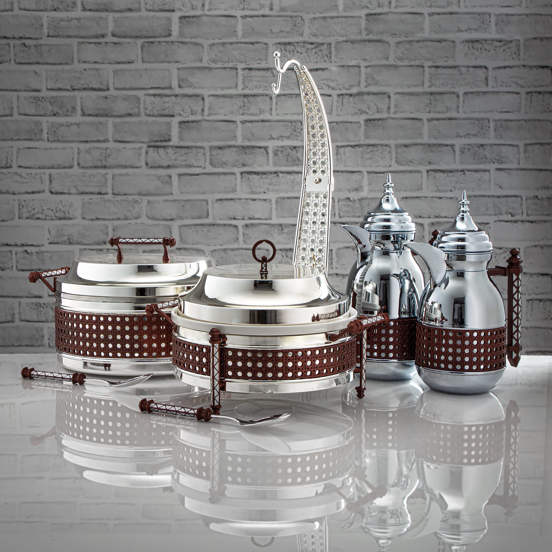 Almarjan 3500 ML Al Waha Collection Chauffe-plats Argent - FW01-SCN-L