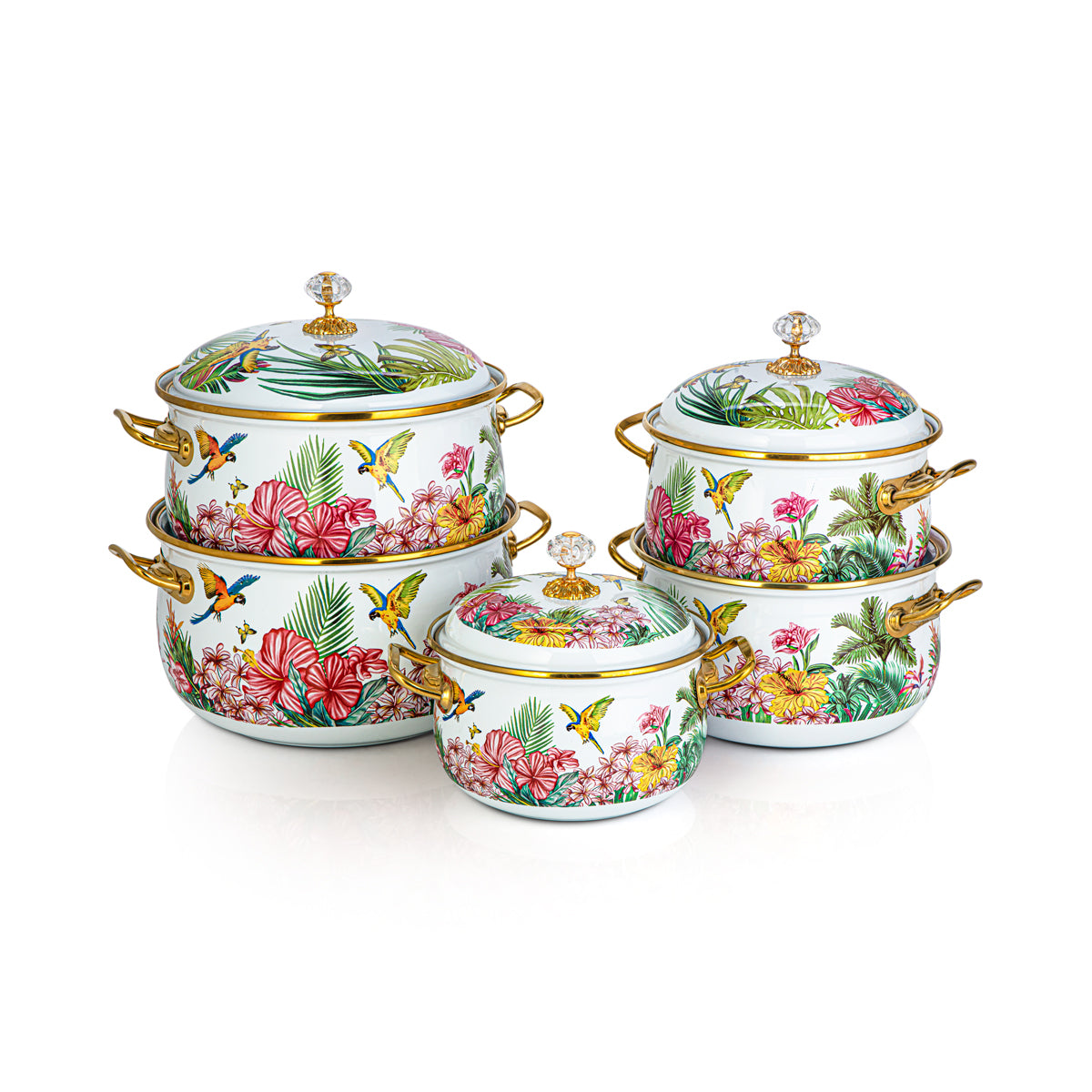 Batterie de cuisine en émail Tohfa Collection 5 pièces Almarjan - 287421052