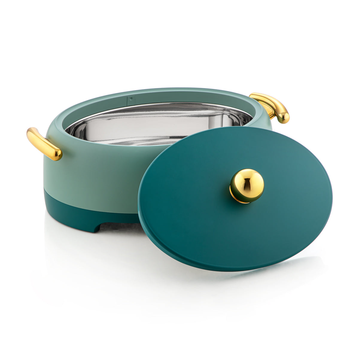 Forever Gold 3 pièces marmite ovale en plastique vert olive et or - EGSET OG/G