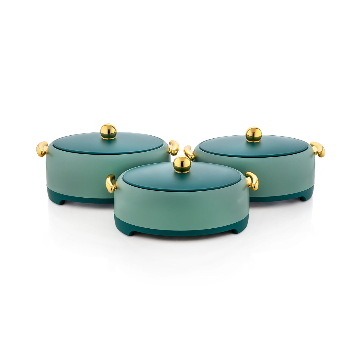 Forever Gold 3 pièces marmite ovale en plastique vert olive et or - EGSET OG/G