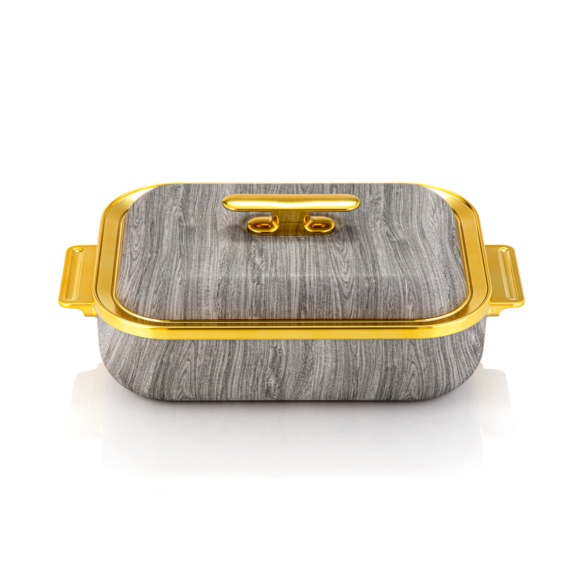 Almarjan 3 Litre Rectangle Marmite Plastique Gris Bois & Or - HP03-300 Bois Gris Or