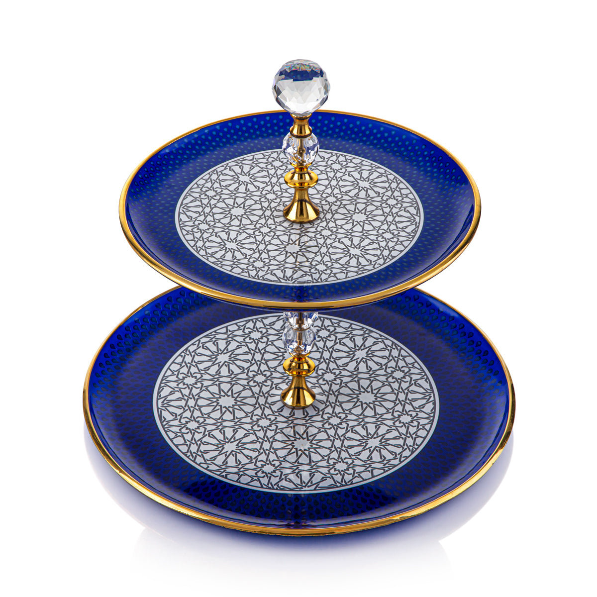 Almarjan 2 Tier Lotus Collection Glass Cake Stand - 87181