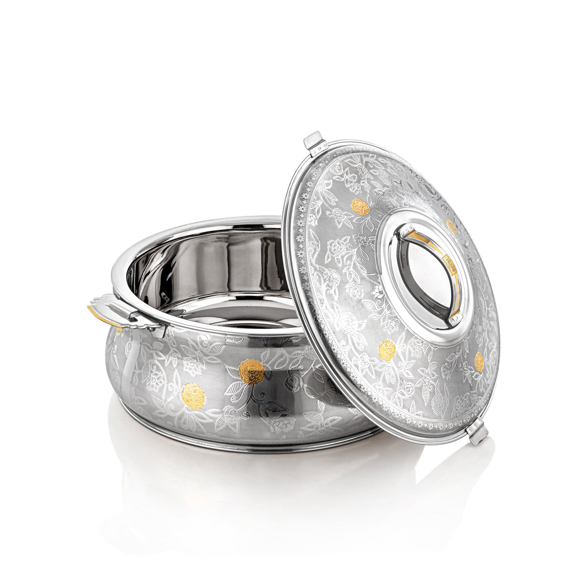 Almarjan 3 pièces Boshra Collection Hot Pot en acier inoxydable argent et or - H23EPG16HG