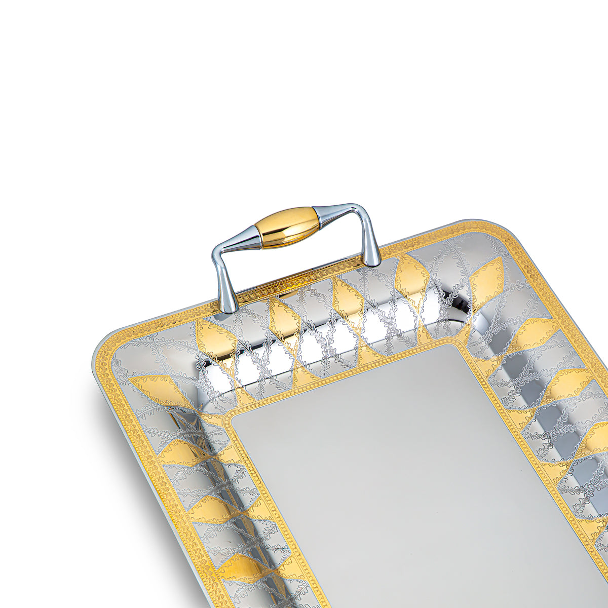 Almarjan 40 CM Edy Collection Plateau de Service en Acier Inoxydable - STS2051155