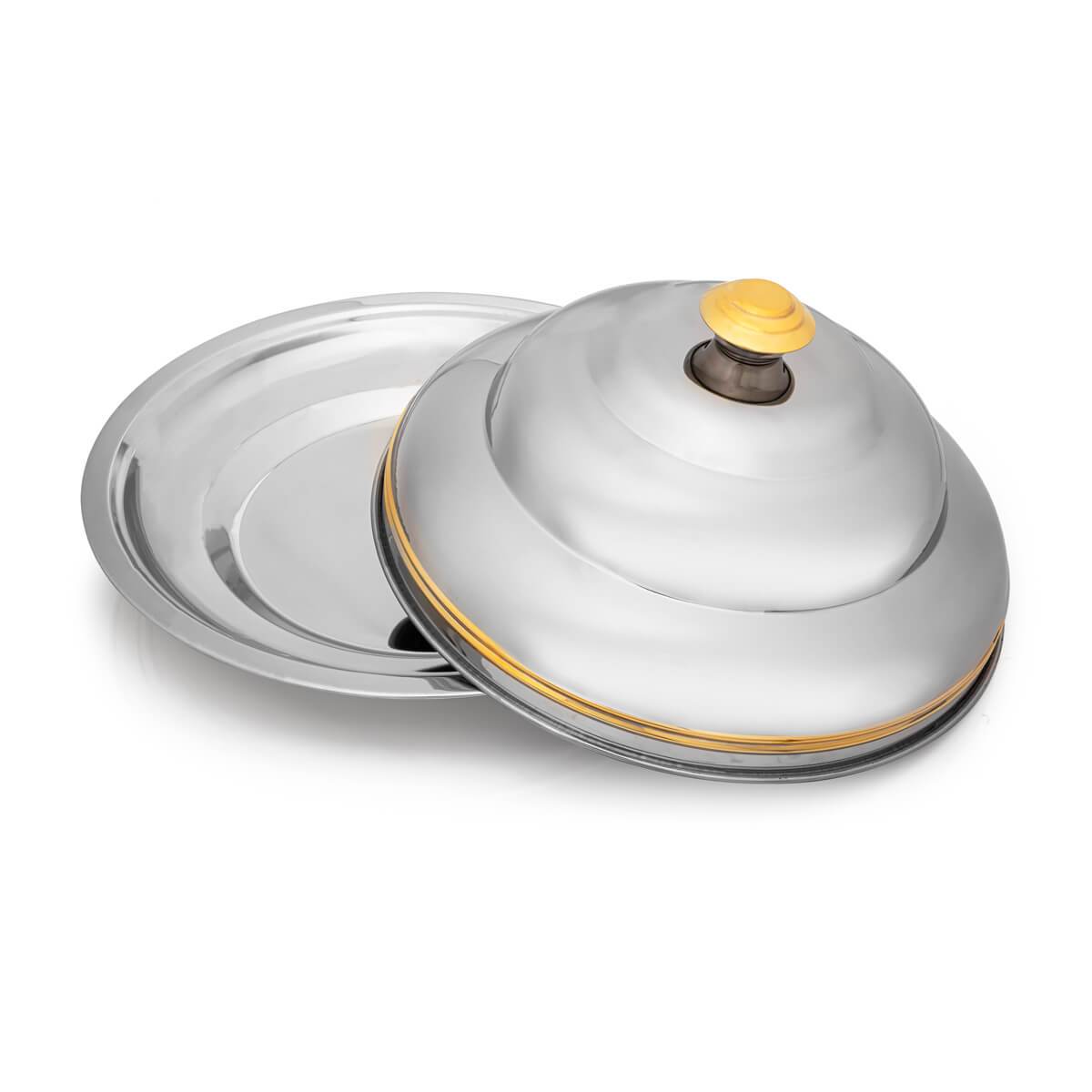 Almarjan 45 CM Orchid Collection Stainless Steel Koozy Tray Silver & Gold - H21PG1