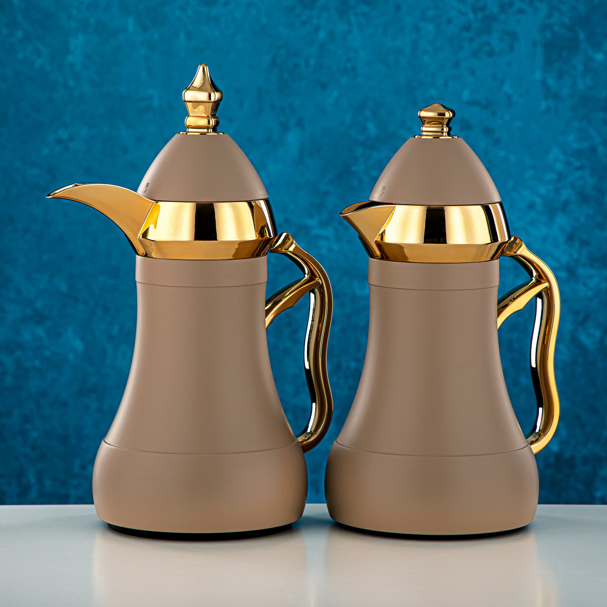 Almarjan 2 Pieces Vacuum Flask Set Khaki & Gold - AMJ-070/B070Q385YZC95